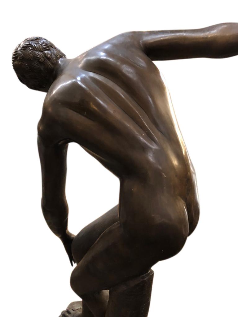 Life-Size Bronze Greek Discus Olympian Statue, 20th Century For Sale 8