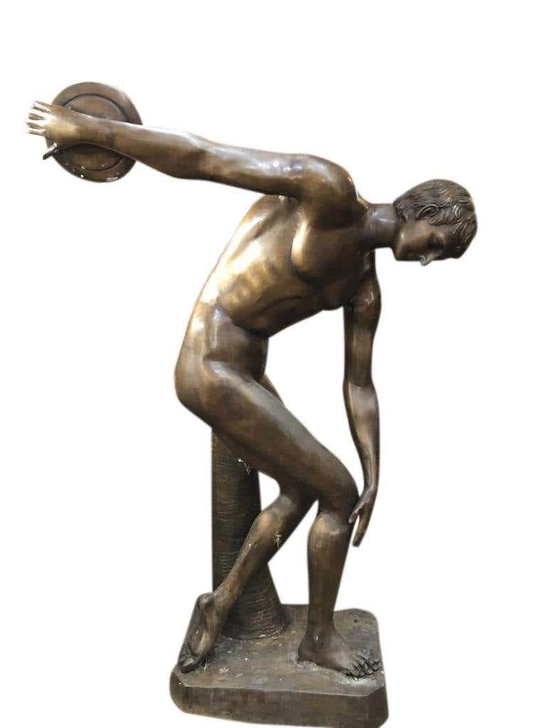 Griechische Olympiastatue in Form einer griechischen Scheibenfigur aus Bronze, 20. Jahrhundert im Angebot 12