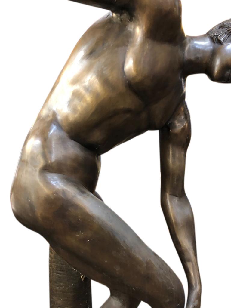 Classical Greek Life-Size Bronze Greek Discus Olympian Statue, 20th Century For Sale