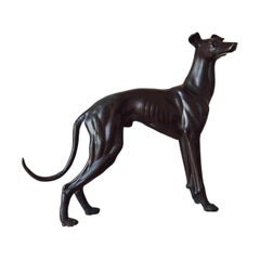 Scultura di levriero in bronzo a grandezza naturale, anni '30