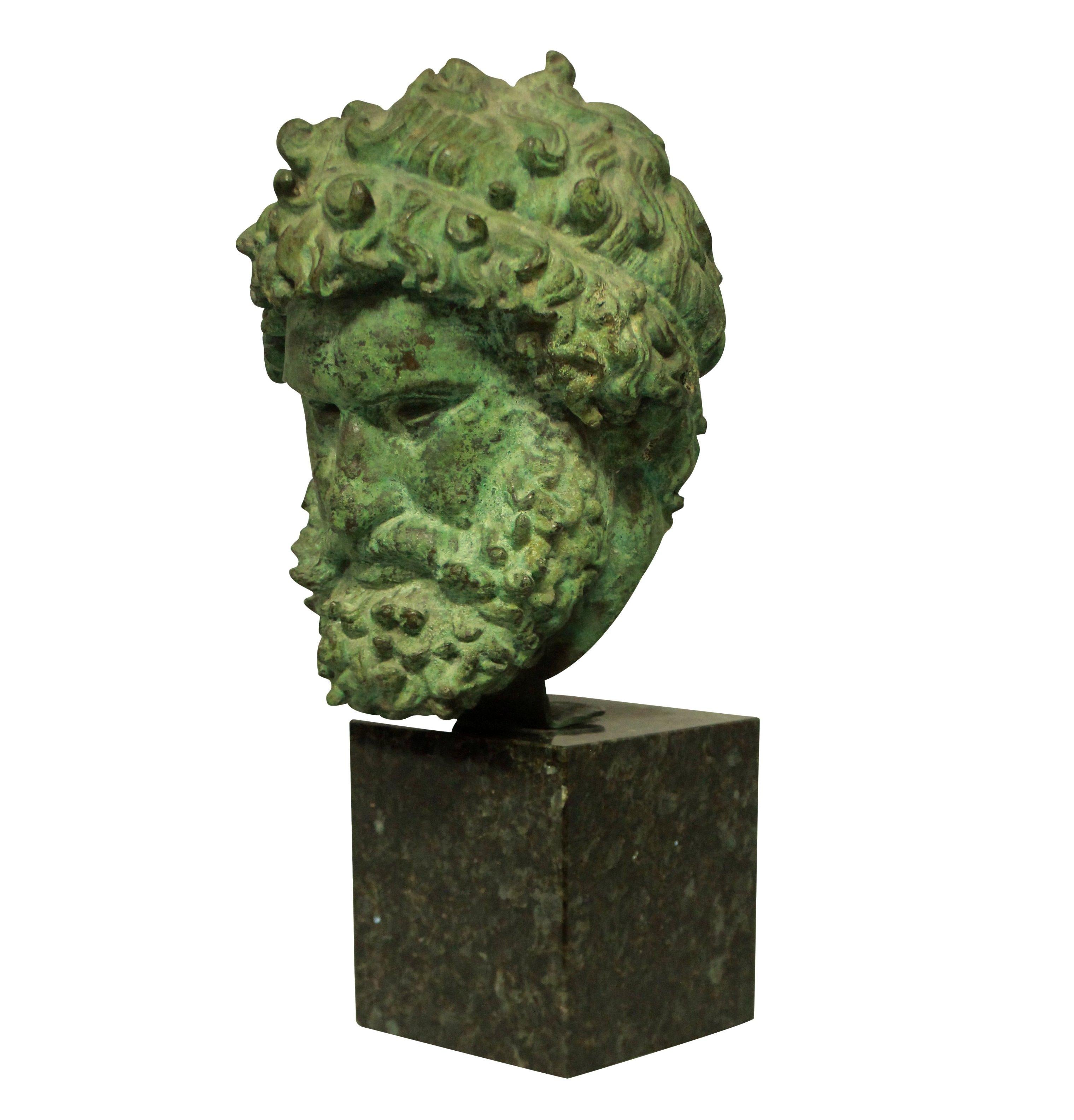 Italian Life-Size Bronze Head of Zeus