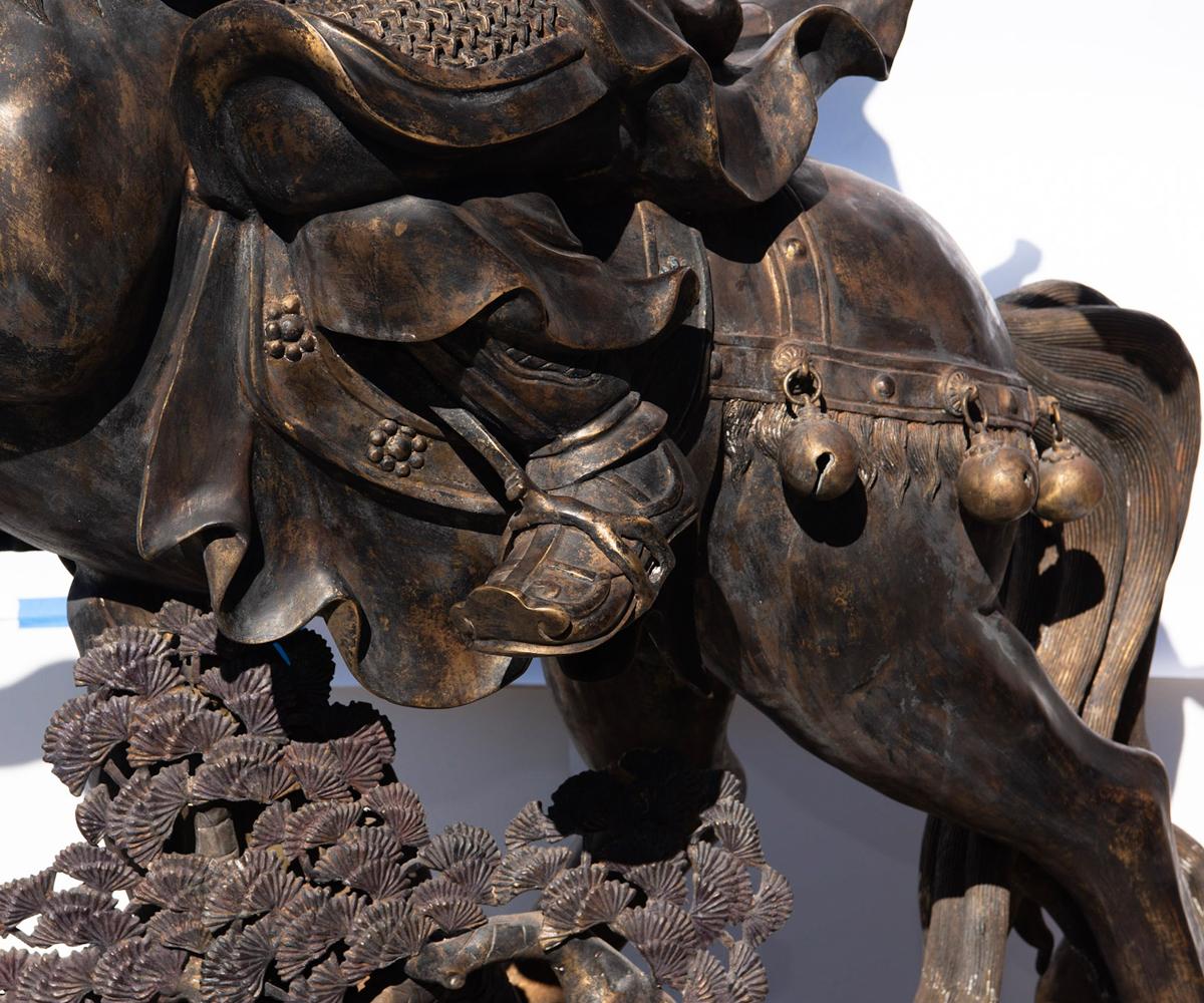 20th Century Life-Size Bronze of Chinese General Guandi on Horseback