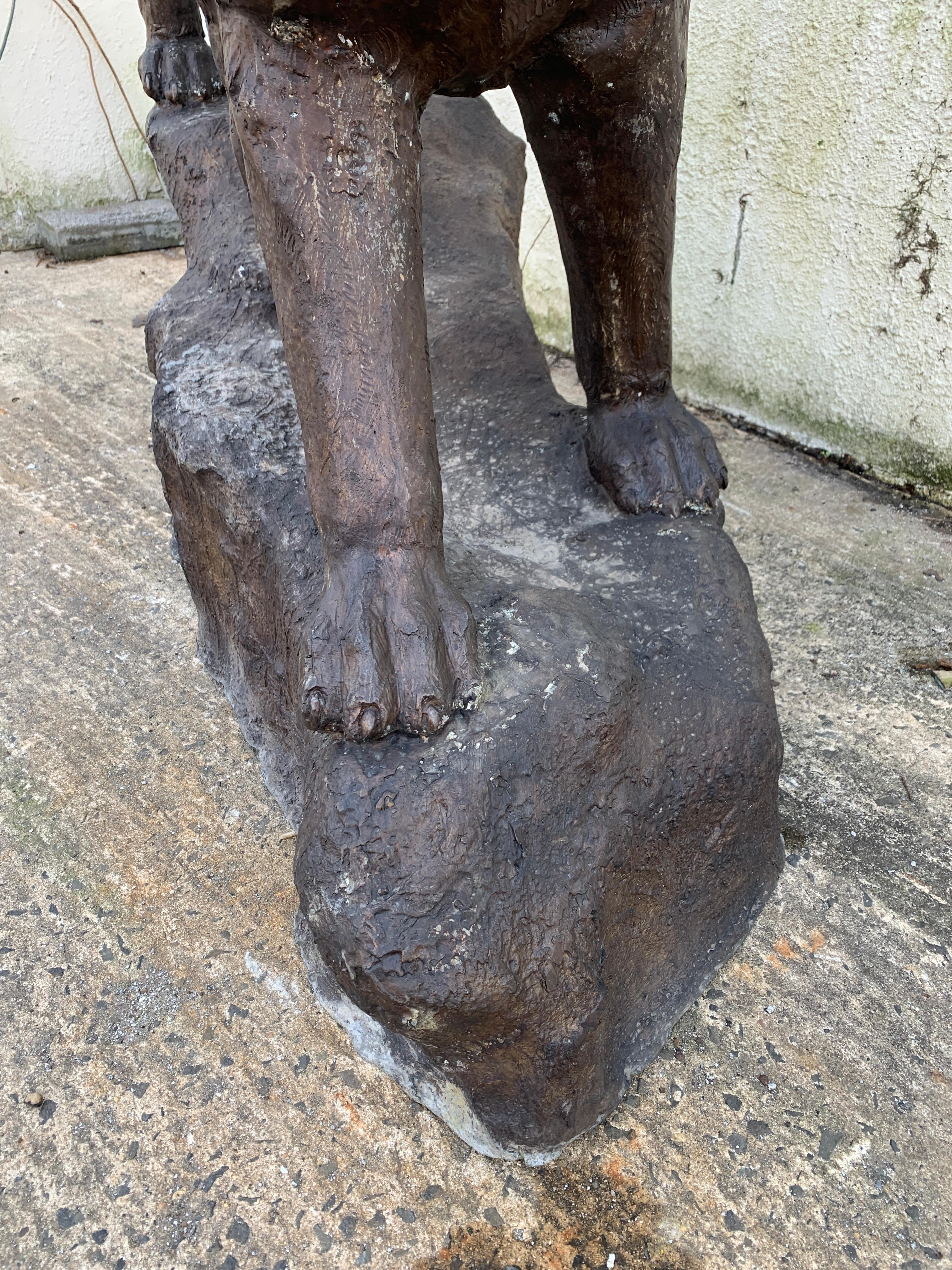 Mid-Century Modern Statue de panthère en bronze grandeur nature en vente