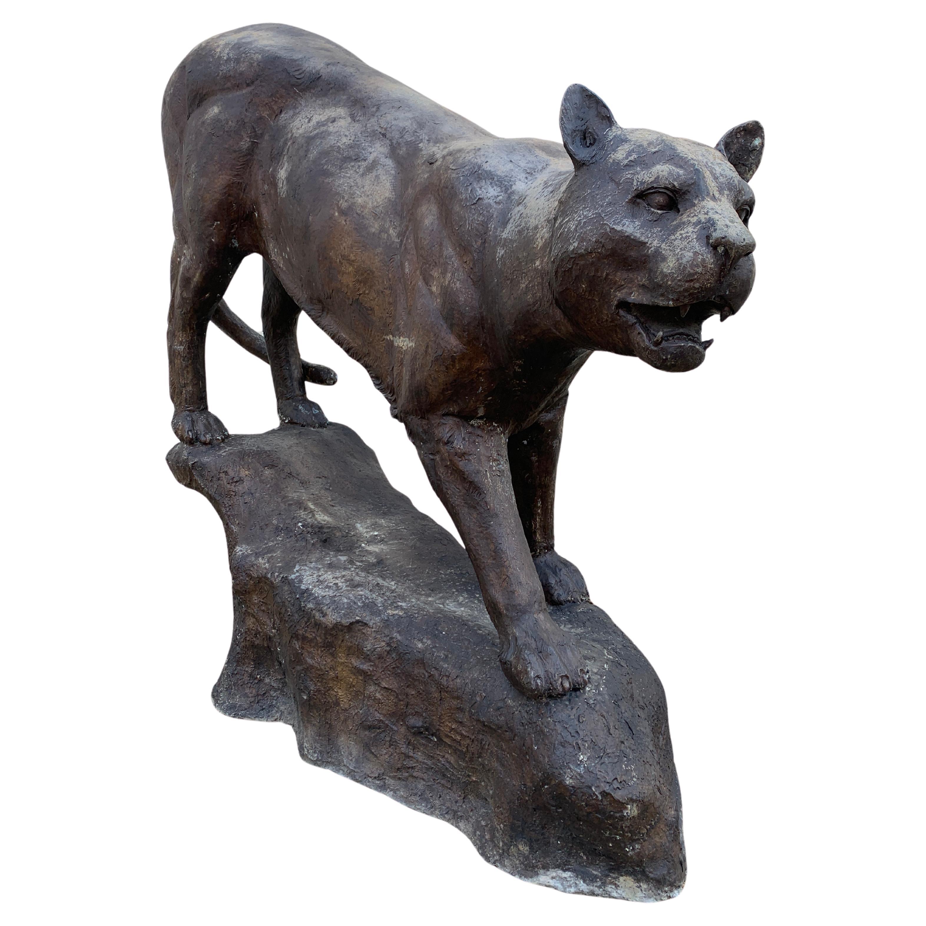 Life-Size Bronze Panther Statue