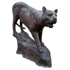 Used Life-Size Bronze Panther Statue