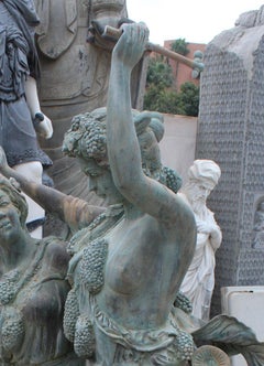 Life-Size Bronze Sculptures of Two Ladies and a Cherub