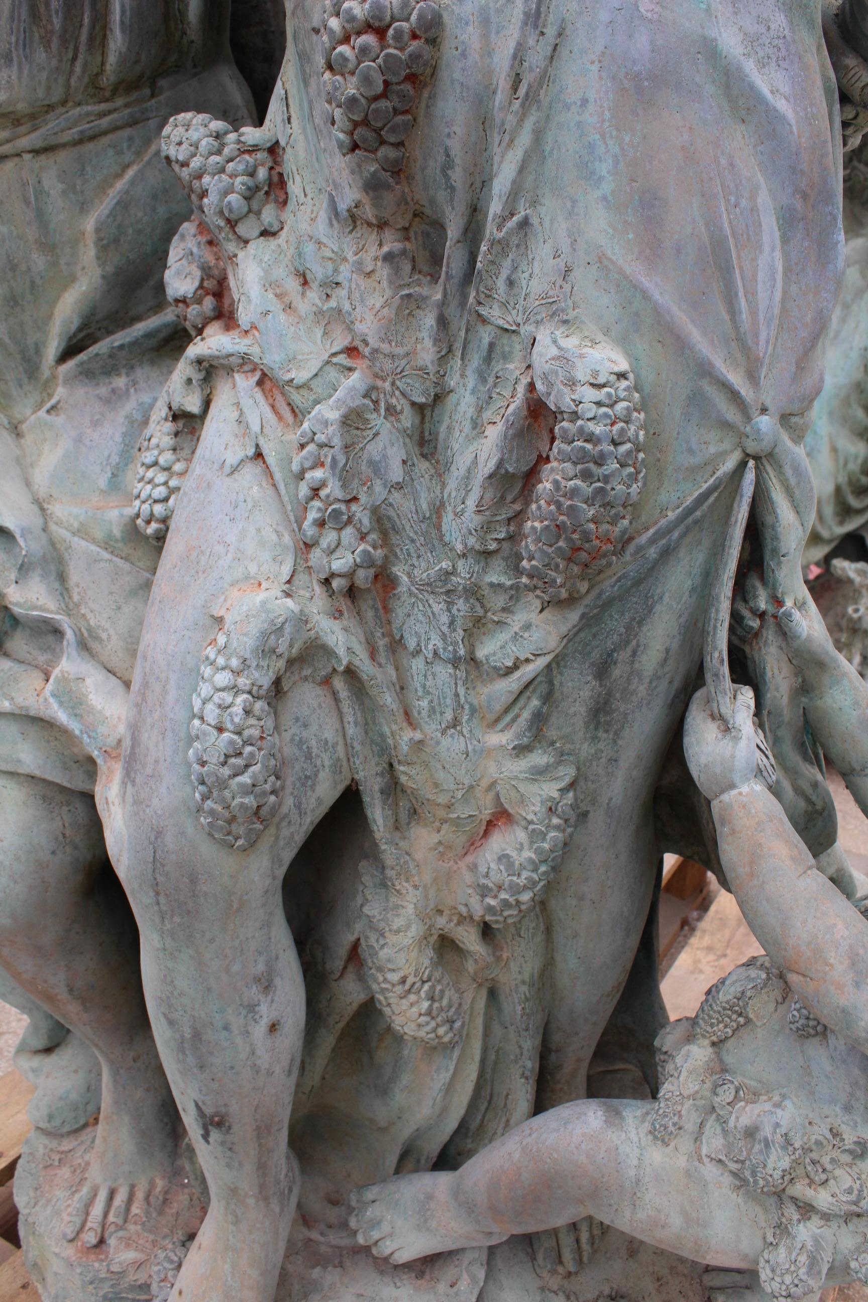 XX secolo Life-Size Bronze Sculptures of Two Ladies and a Cherub in vendita