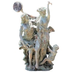 Life-Size Bronze Sculptures of Two Ladies and a Cherub