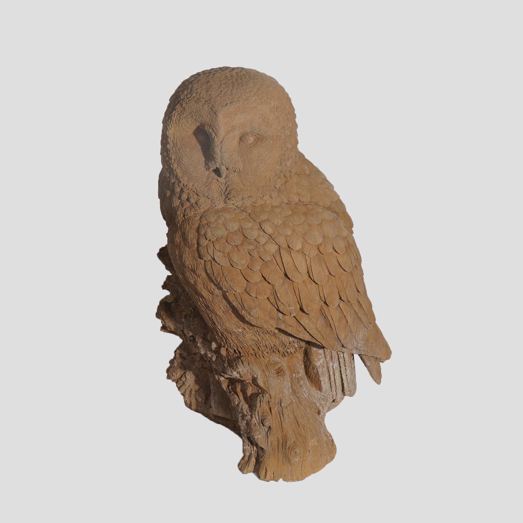 ***Reduced Delivery Rates - See Below or Click “Ask The Seller” to Request a Quote***

A figural garden sculpture offer bronzed cast hard stone life size great horned owl, 20th century.

Measures- 20.5''H x 11''W x 11''D.

DELIVERY $280 to: