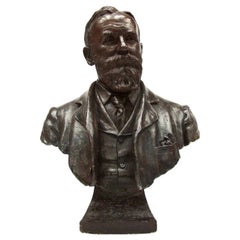 Life-Size Bronzed Presidential Plaster Bust of 20th Century Edwardian Gentleman