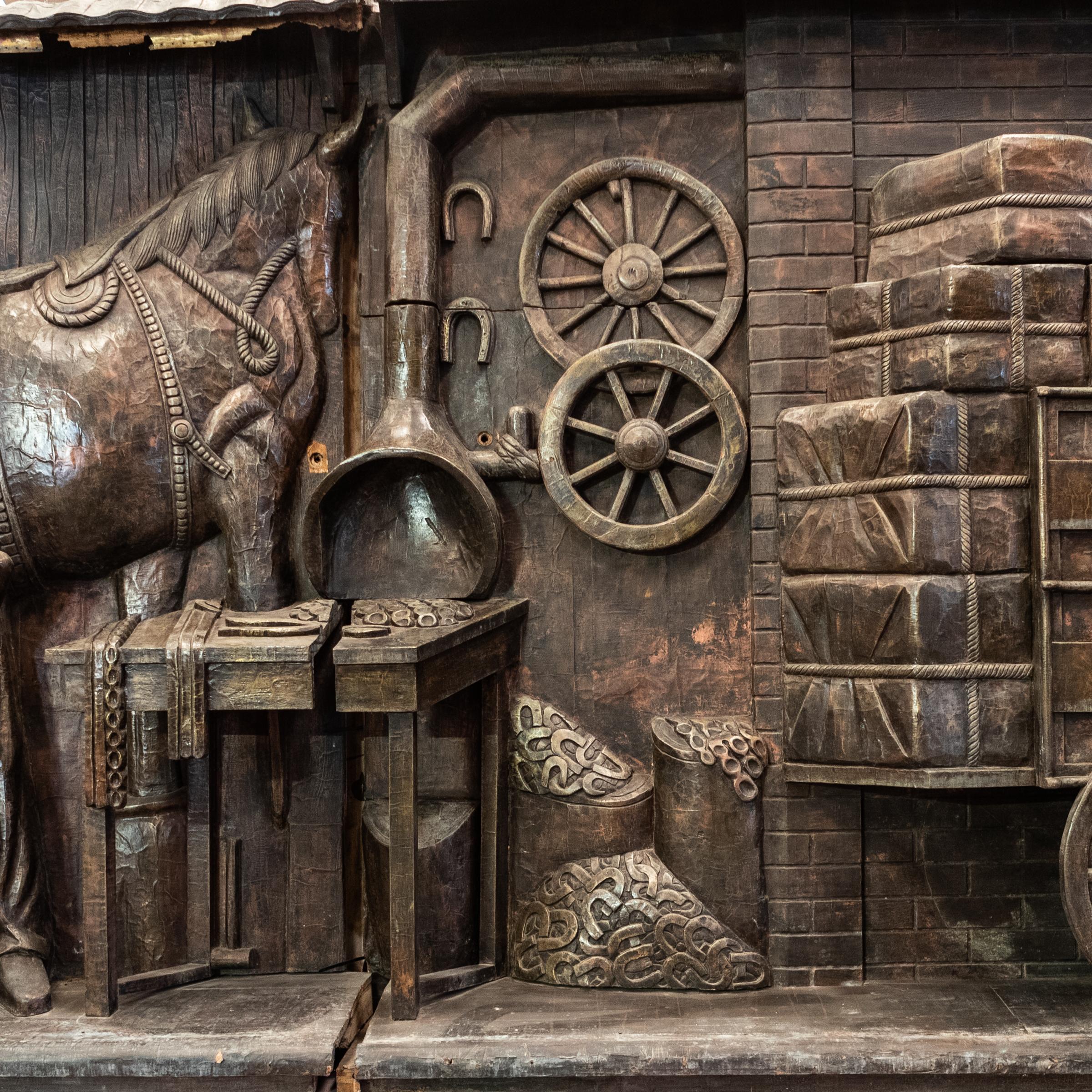 British Life-Size Camden Market Bronze Horse Scene For Sale