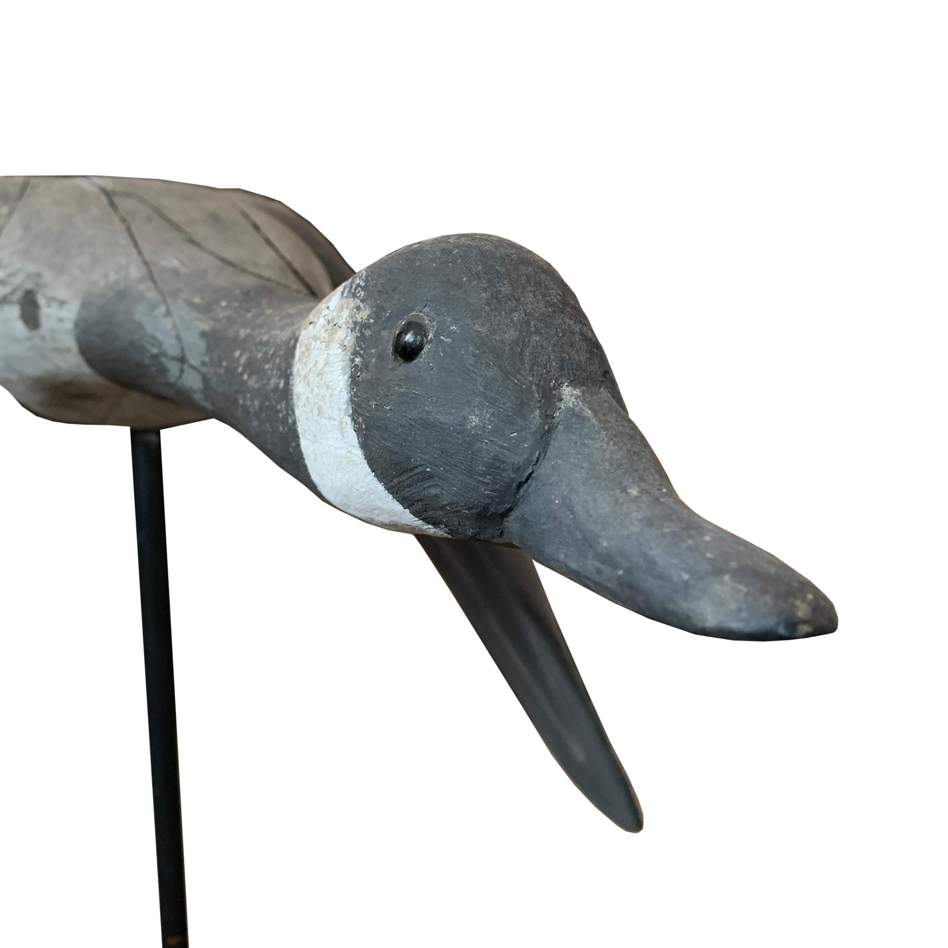 Hand-Carved Life-Size Canada Goose Decoy on Stand