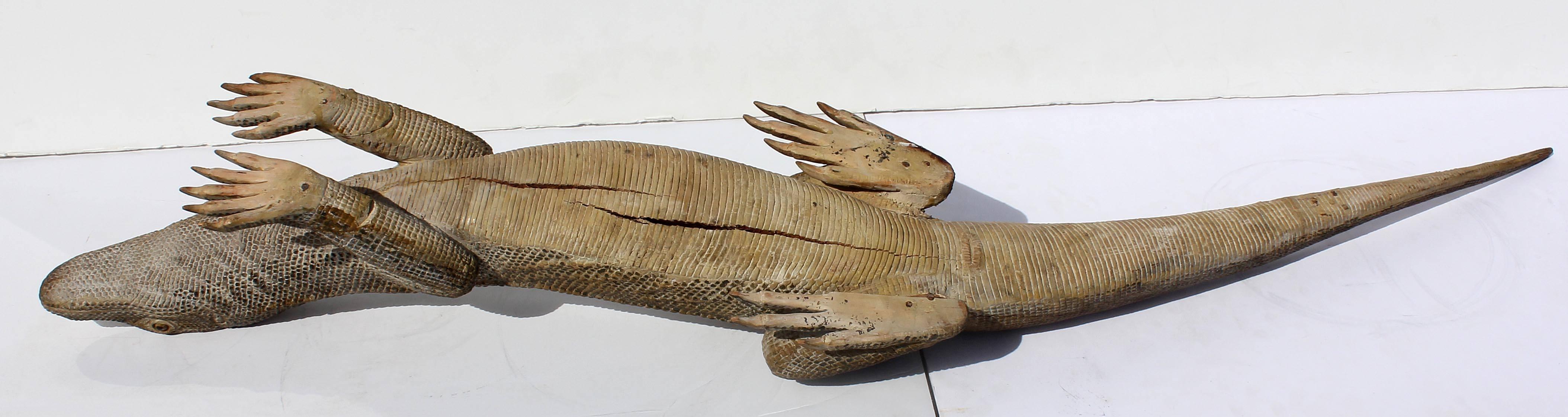 Life-Size Carved Komodo Dragon Sculpture 2