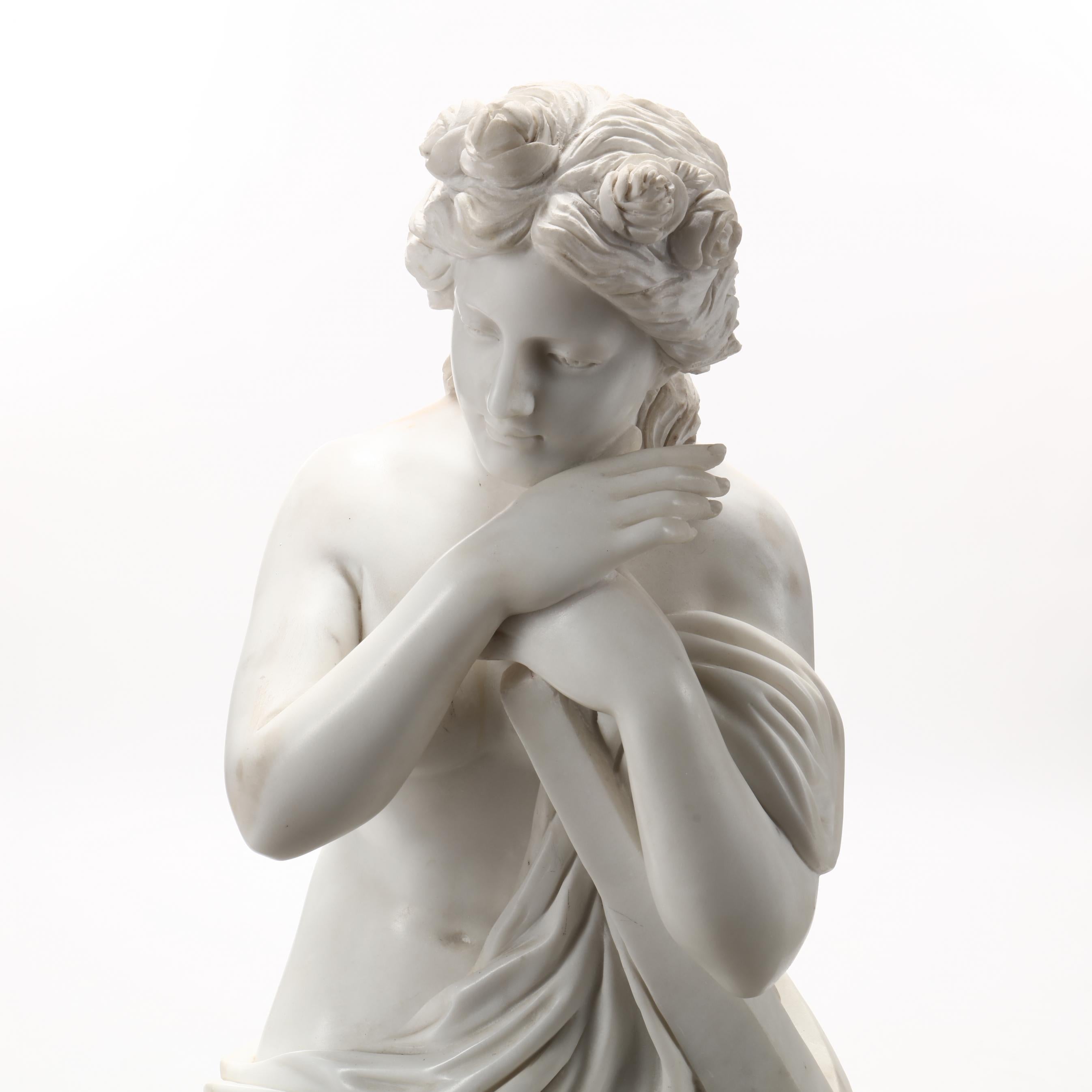 Classical Roman Life-Size Carved Marble Allegorical sculpture of Hope For Sale