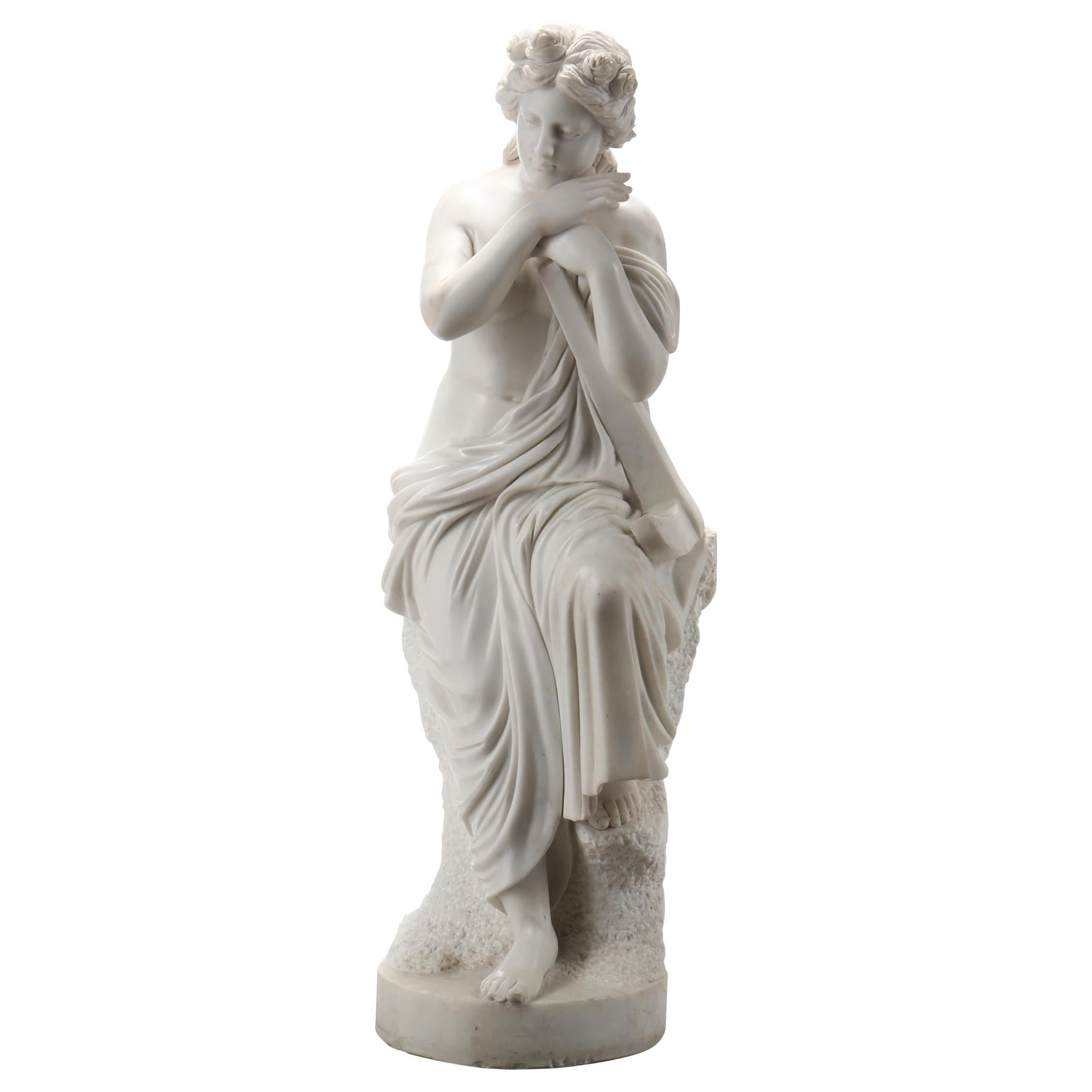 Life-Size Carved Marble Allegorical sculpture of Hope