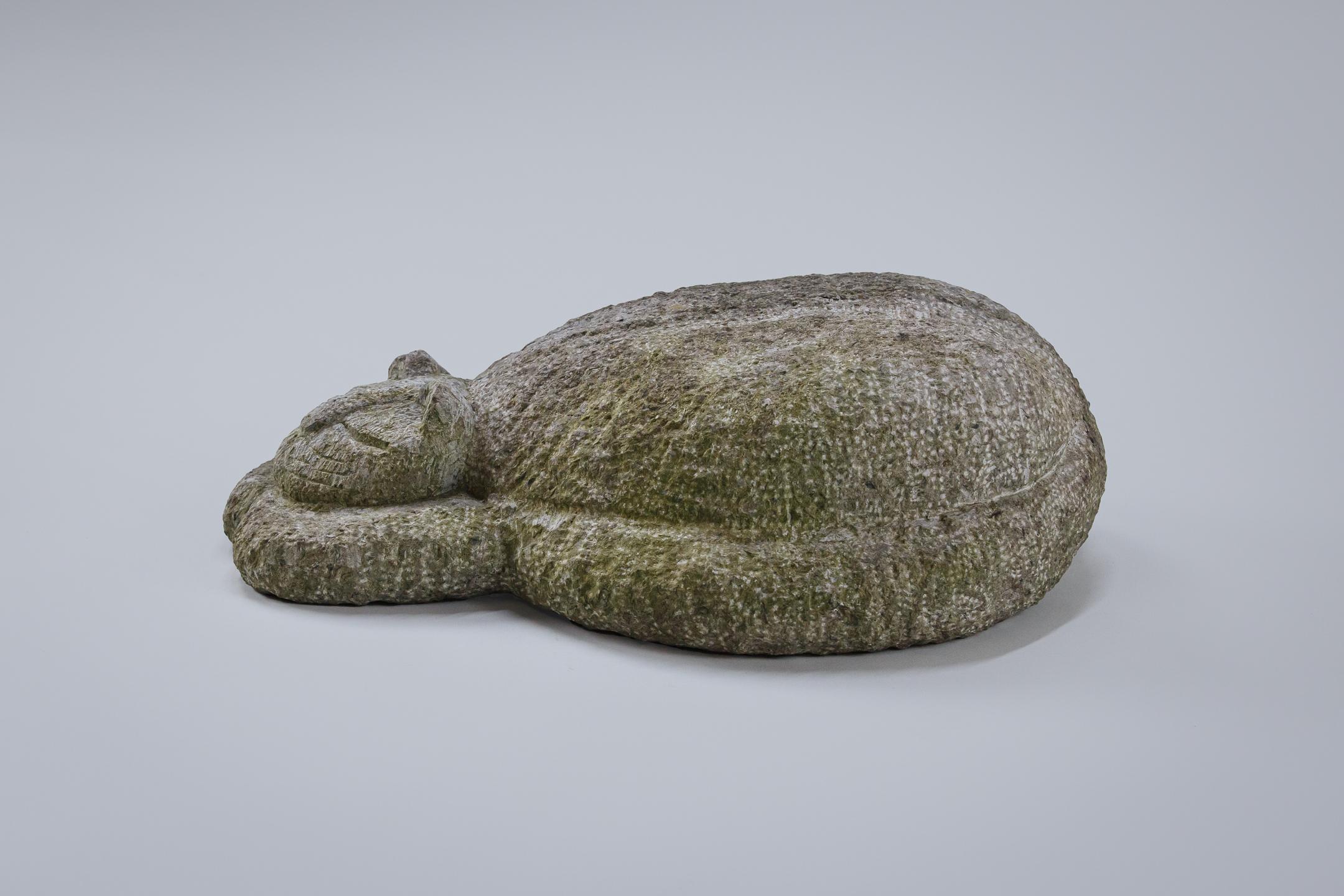 Life Size Carved Purbeck Stone Sleeping Cat 6