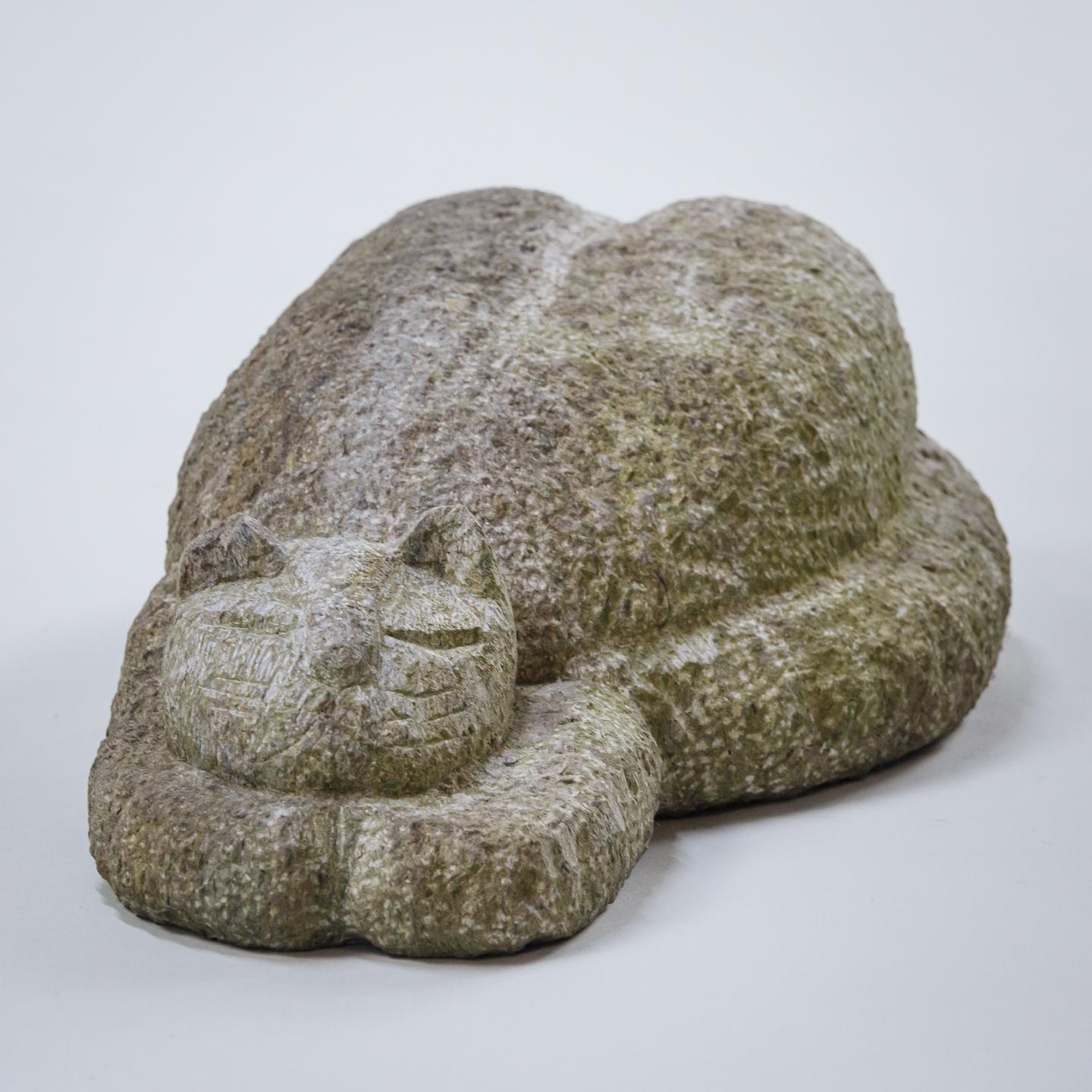 Life Size Carved Purbeck Stone Sleeping Cat 1