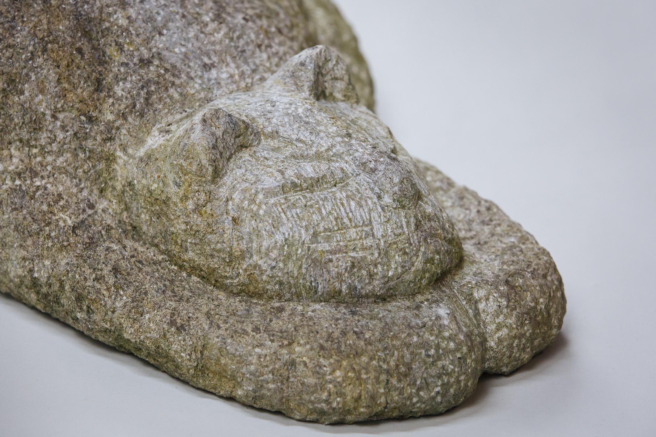 Life Size Carved Purbeck Stone Sleeping Cat 4