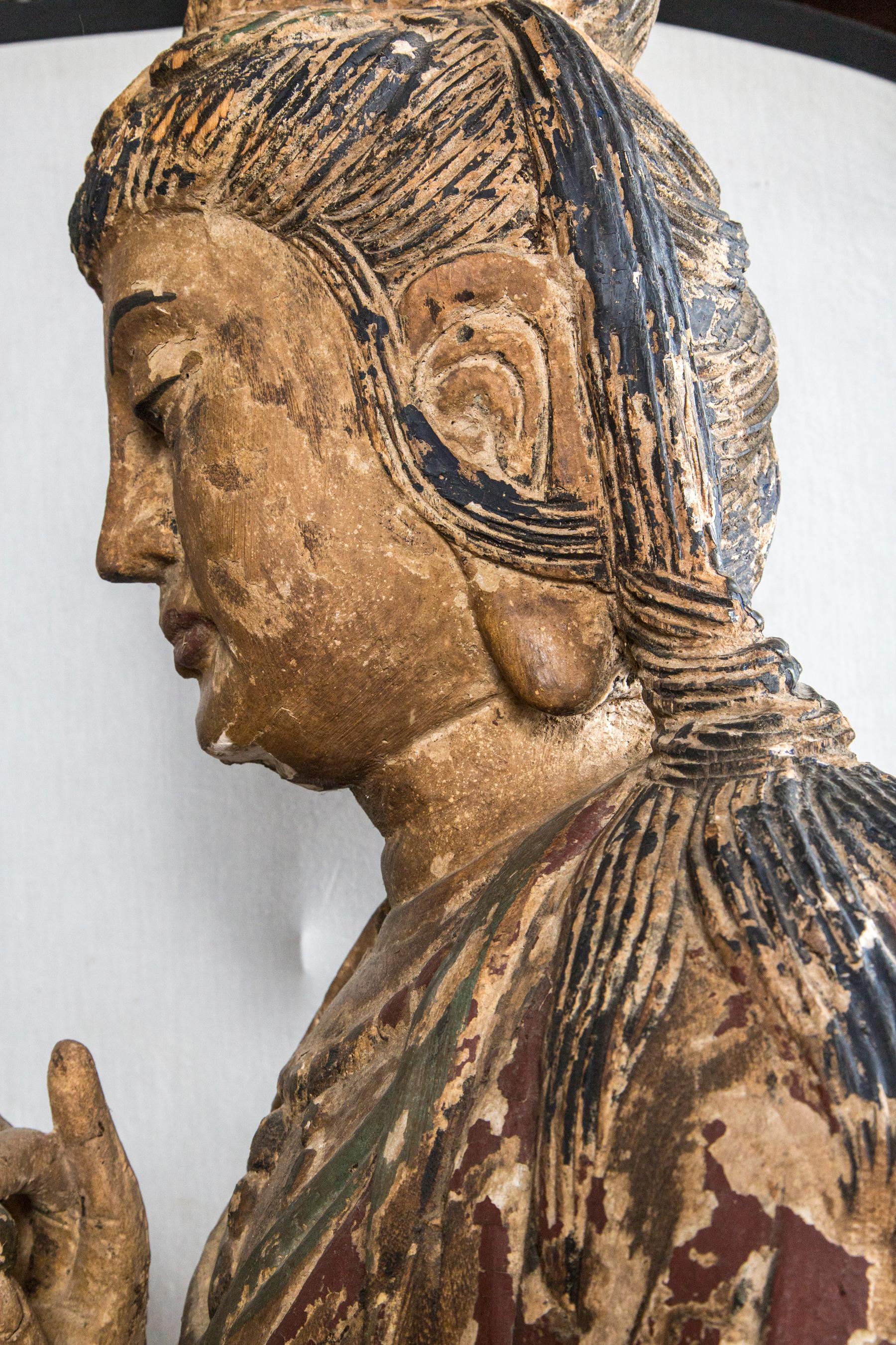 Life Size Carved Wood Statue of K'wan Yin 4