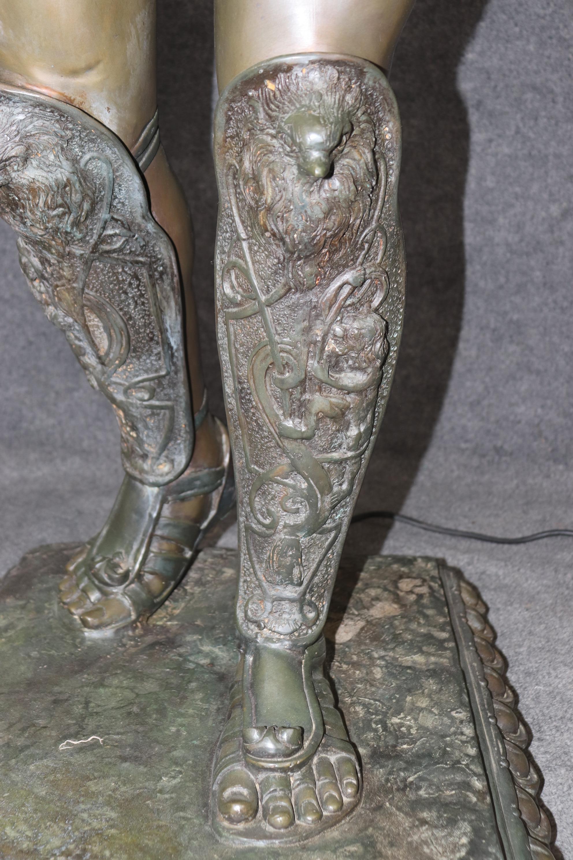 Life Size Cast Bronze Roman Centurion Soldier Torchiere Floor Lamp Circa 1920 For Sale 4