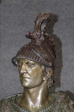 Life Size Cast Bronze Roman Centurion Soldier Torchiere Floor Lamp Circa 1920