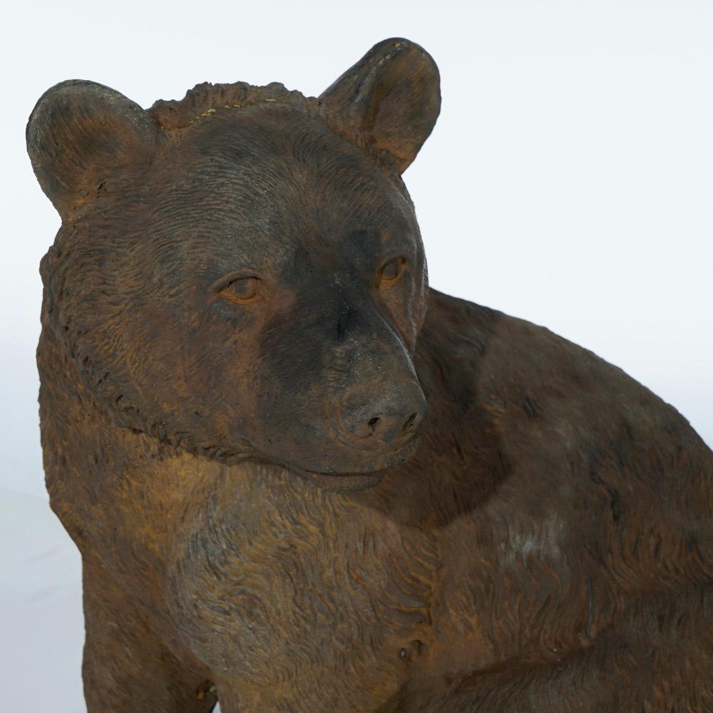Life Size Cast Hard Stone Bear Cub Garden Statues in Bronzed Finish, 20th C In Good Condition In Big Flats, NY