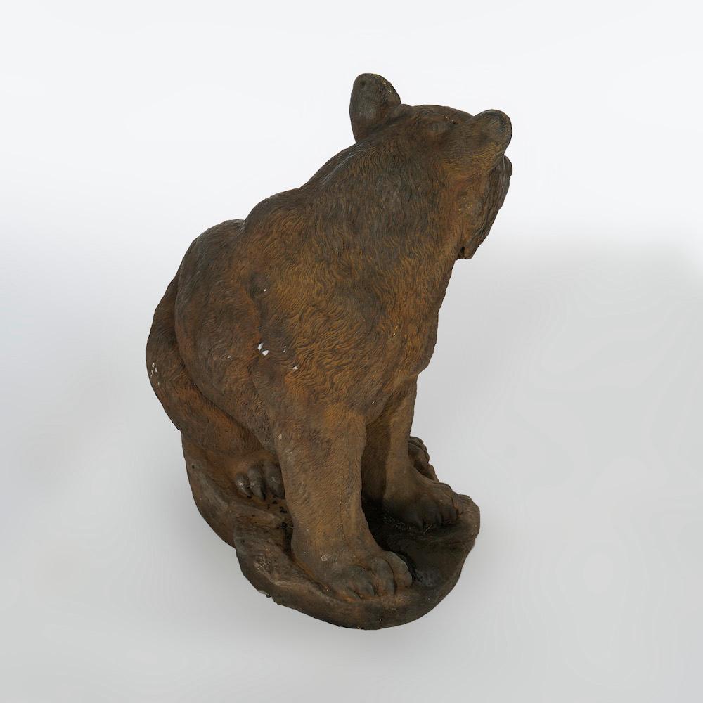 Life Size Cast Hard Stone Bear Cub Garden Statues in Bronzed Finish, 20th C 4