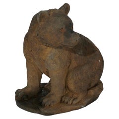 Life Size Cast Hard Stone Bear Cub Garden Statues in Bronzed Finish, 20th C