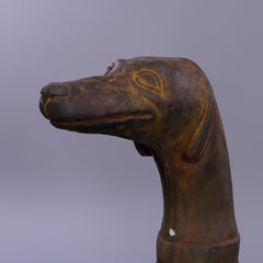 Life Size Cast Hard Stone Whippet Garden Statues in Bronzed Finish, 21st C