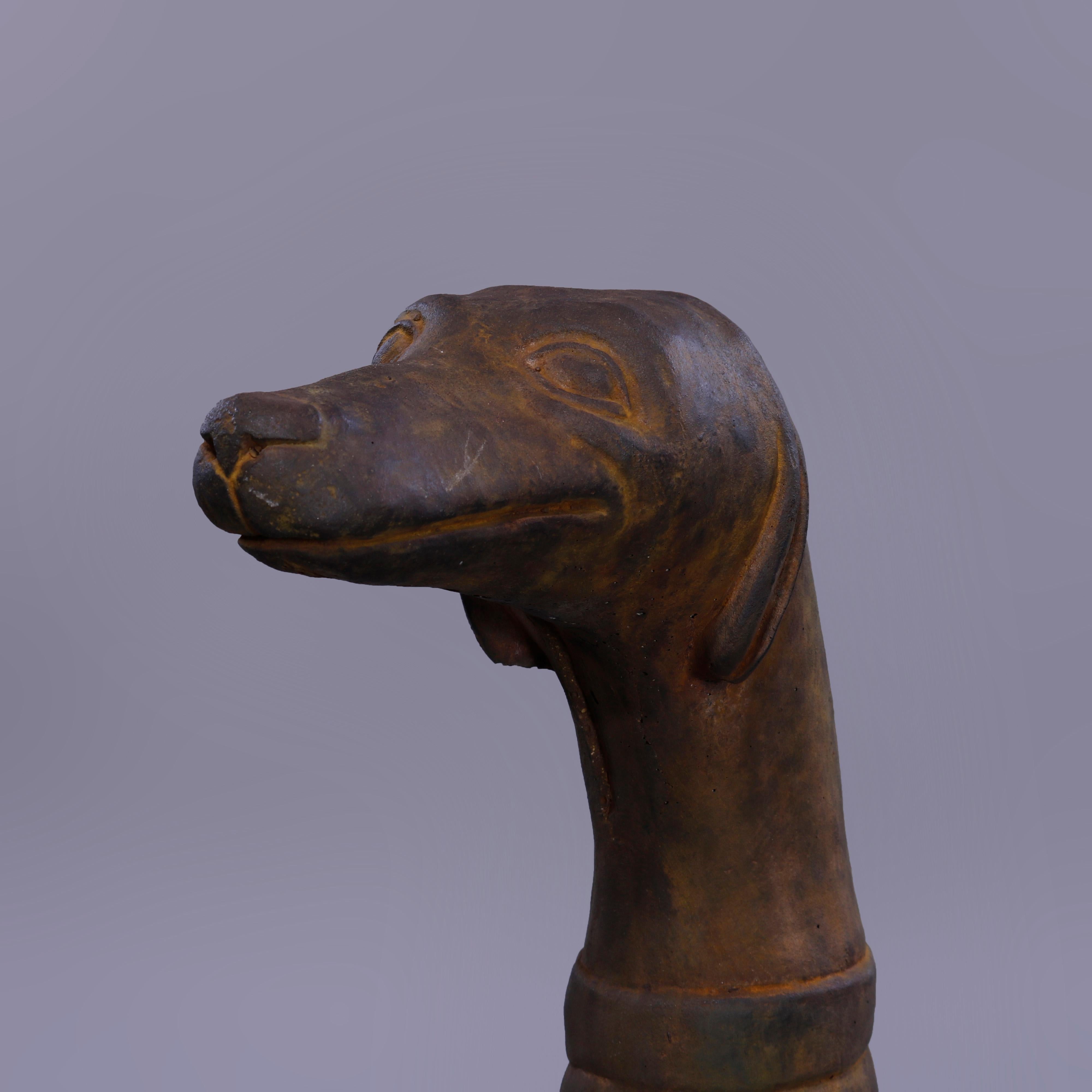 Life Size Cast Hard Stone Whippet Garden Statues in Bronzed Finish, 21st C In Good Condition For Sale In Big Flats, NY