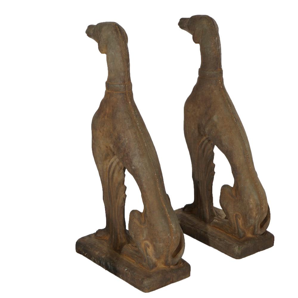 Life Size Cast Hard Stone Whippet Garden Statues in Bronzed Finish, 21st C In Good Condition In Big Flats, NY
