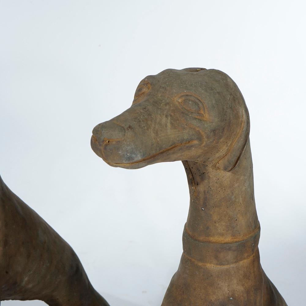 Life Size Cast Hard Stone Whippet Garden Statues in Bronzed Finish, 21st C 3