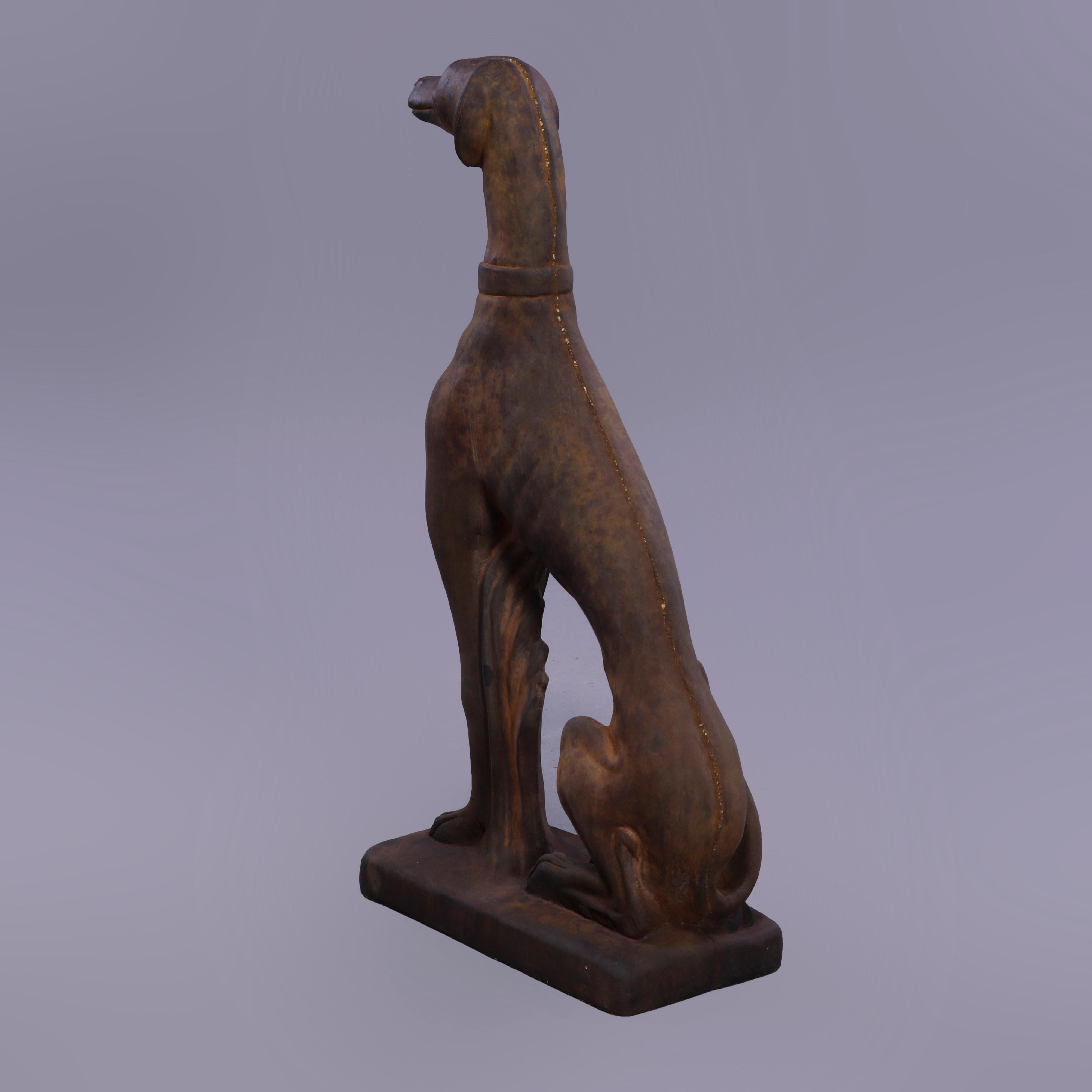Life Size Cast Hard Stone Whippet Garden Statues in Bronzed Finish, 21st C 3