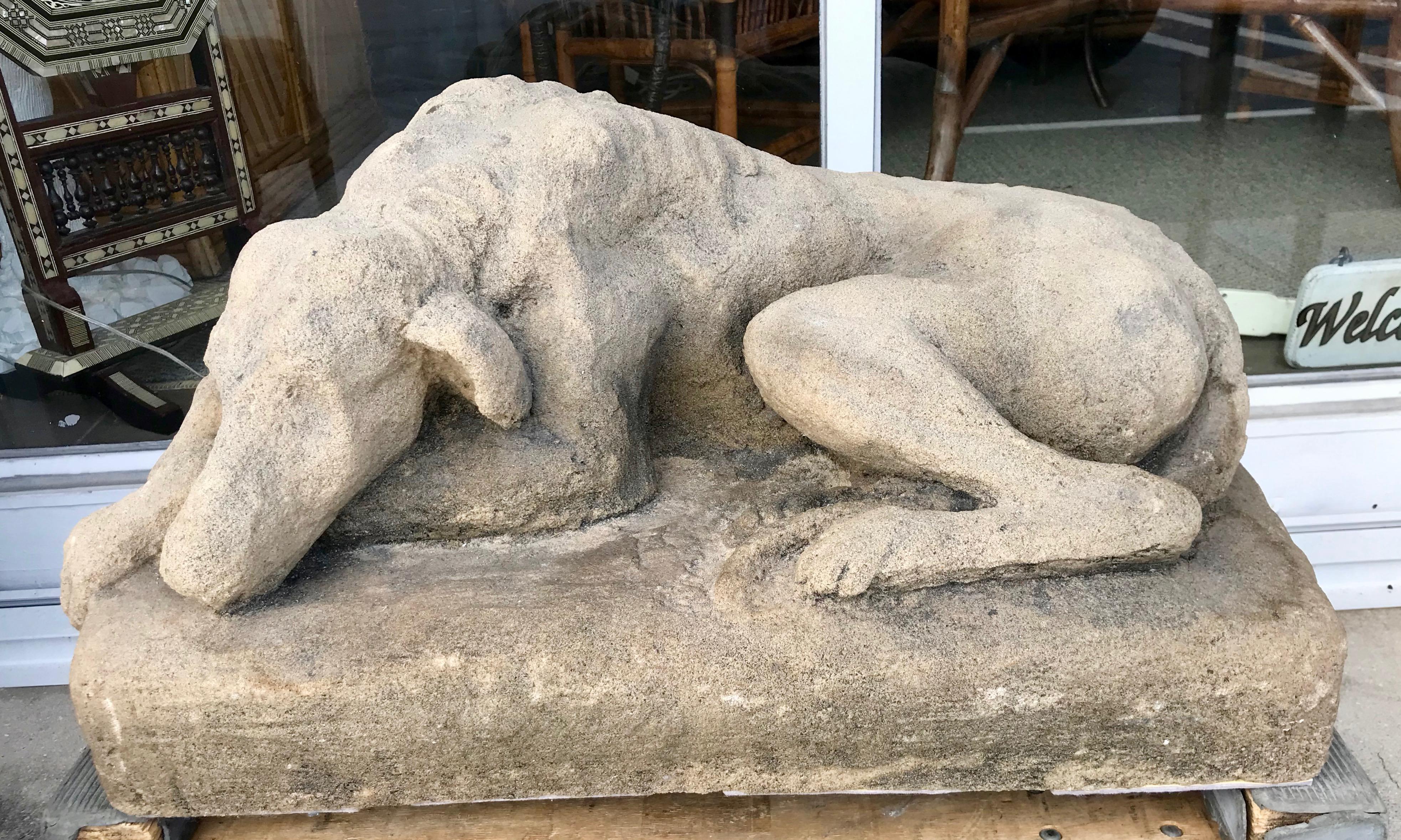 English Life Size Cast Stone /Concrete Figure of a Dog