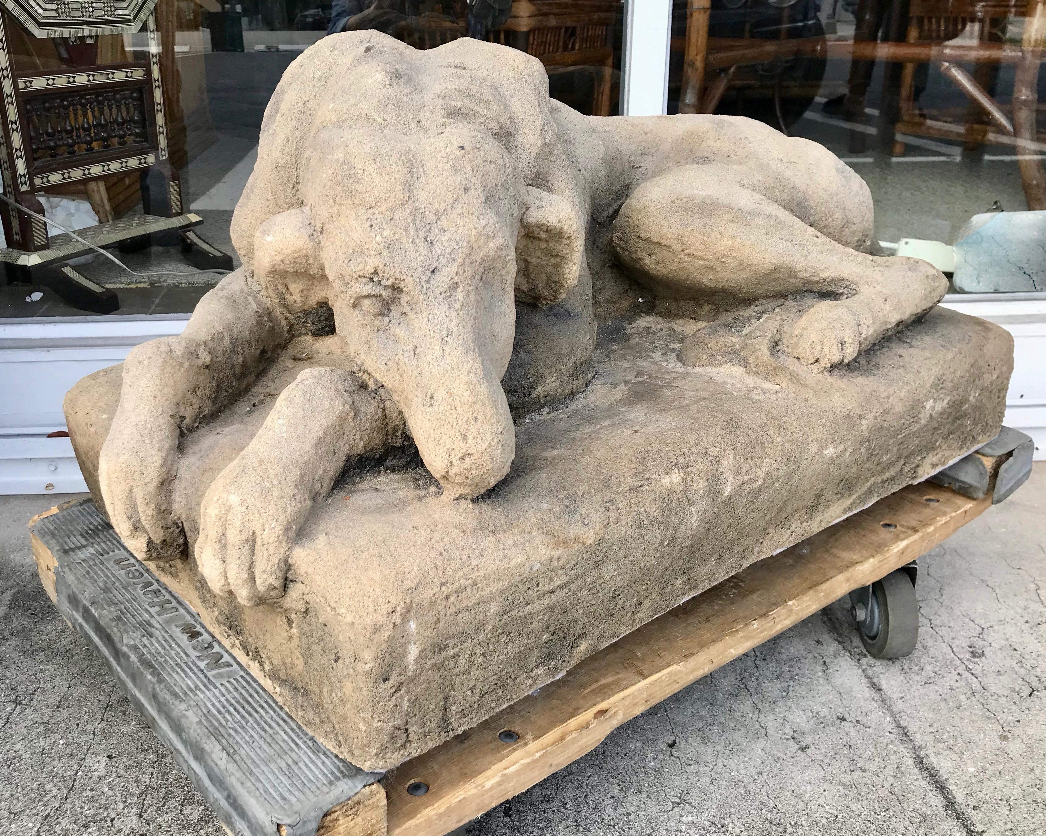 Life Size Cast Stone /Concrete Figure of a Dog In Good Condition In West Palm Beach, FL