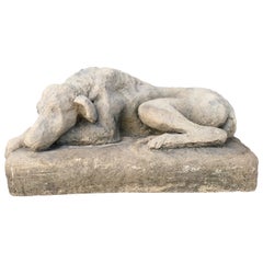 Figure grandeur nature en pierre moulée /béton d'un chien