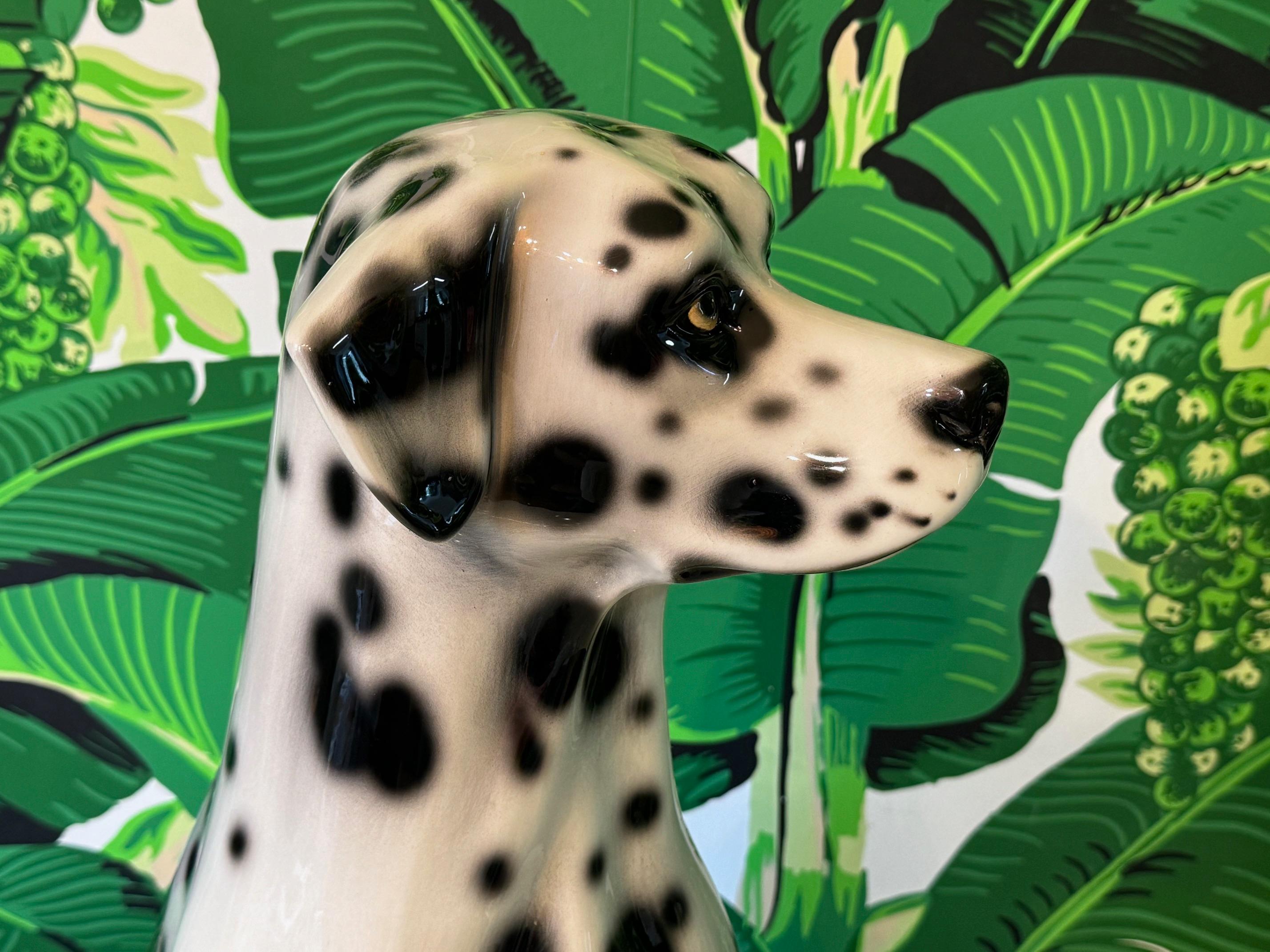 Italian Life Size Ceramic Dalmatian Puppy Dog Statue For Sale