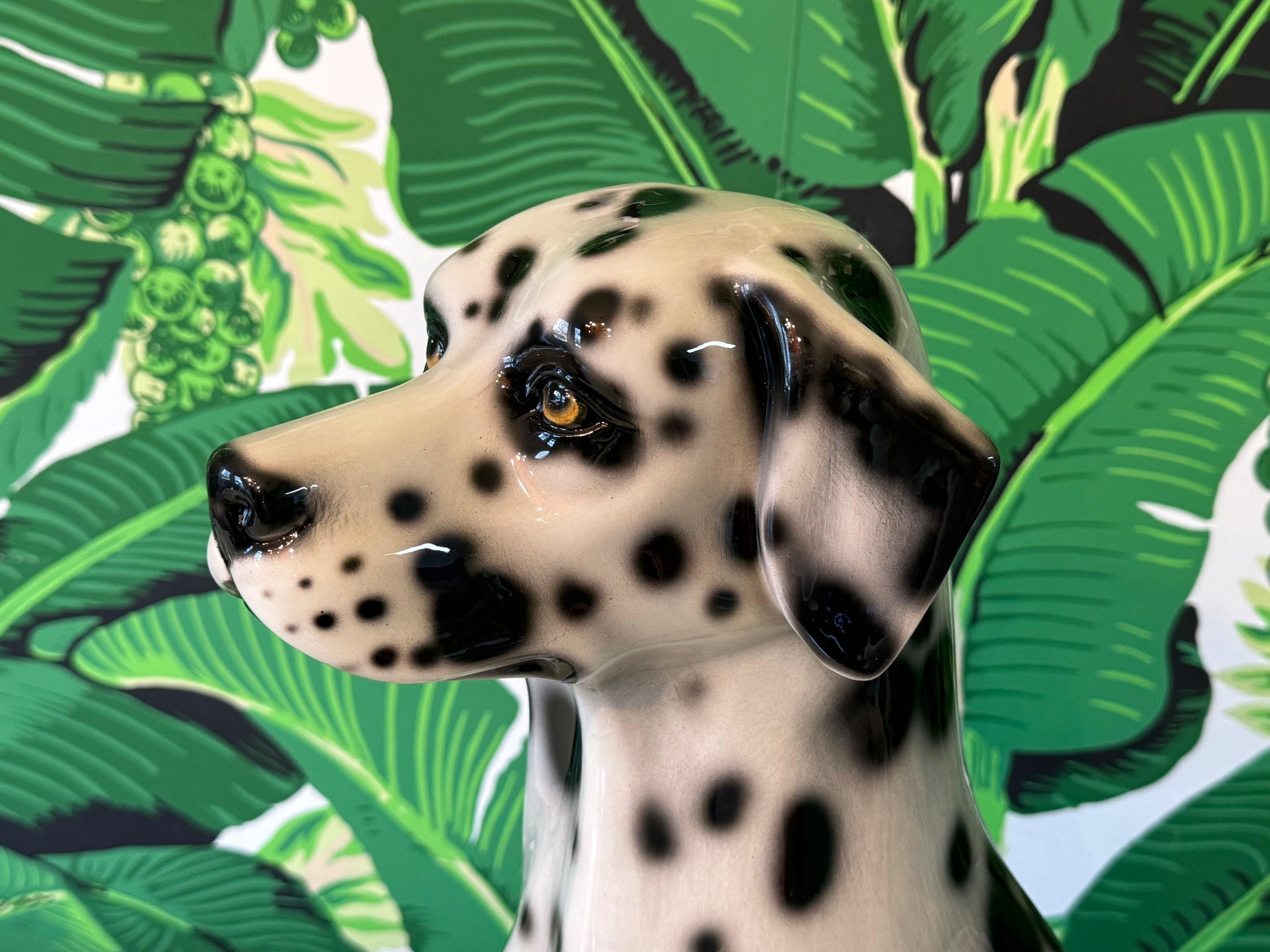 Italian Life Size Ceramic Dalmatian Puppy Dog Statue For Sale