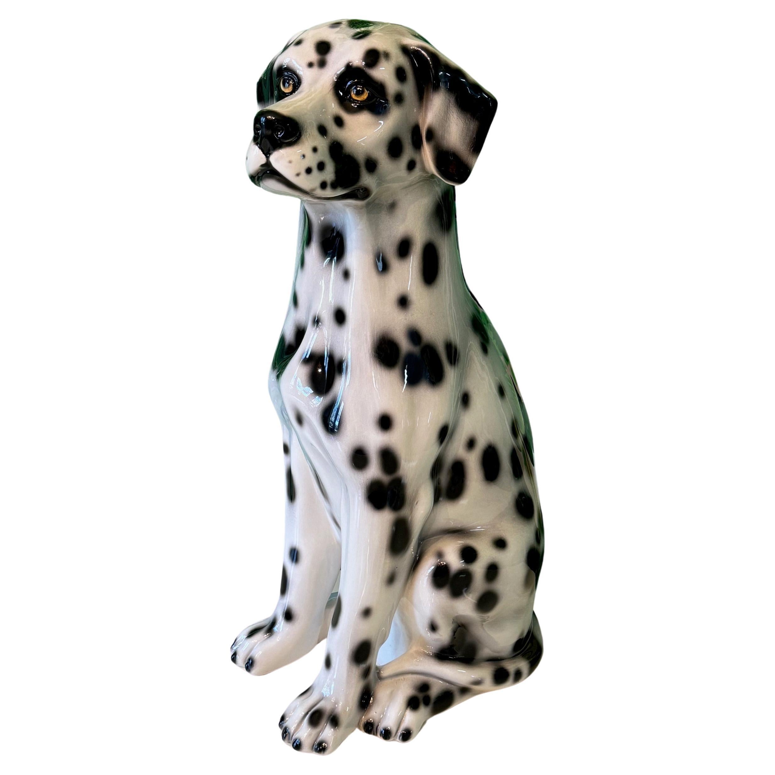 Keramik Dalmatinische Puppy-Hundestatue in Lebensgröße