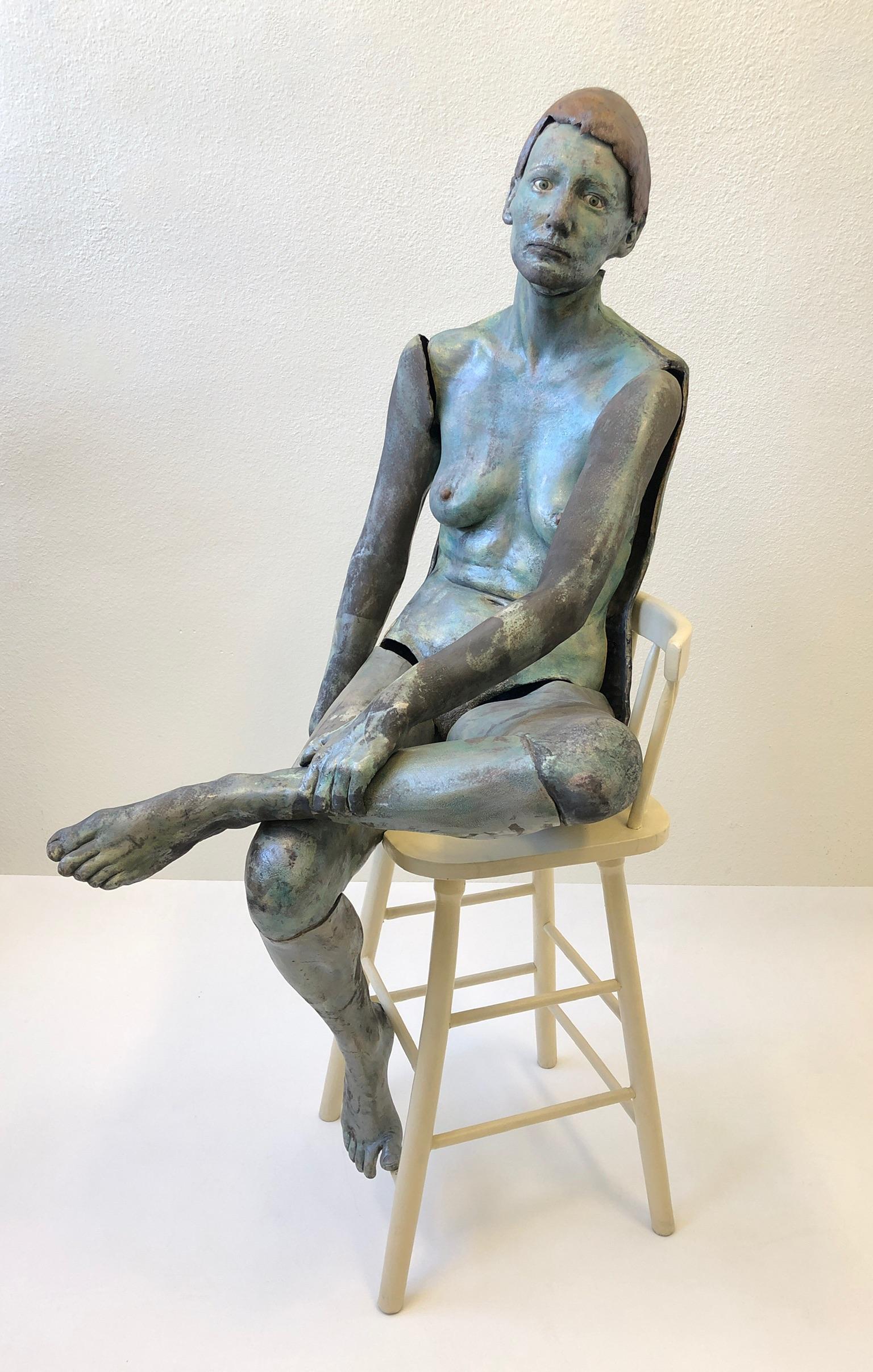 Modern Life-Size Ceramic Female Sculpture by Eva Stettner For Sale