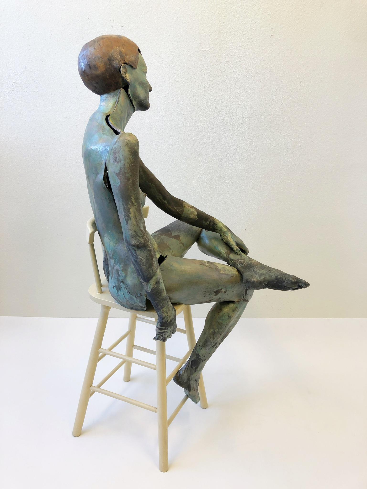 Late 20th Century Life-Size Ceramic Female Sculpture by Eva Stettner For Sale