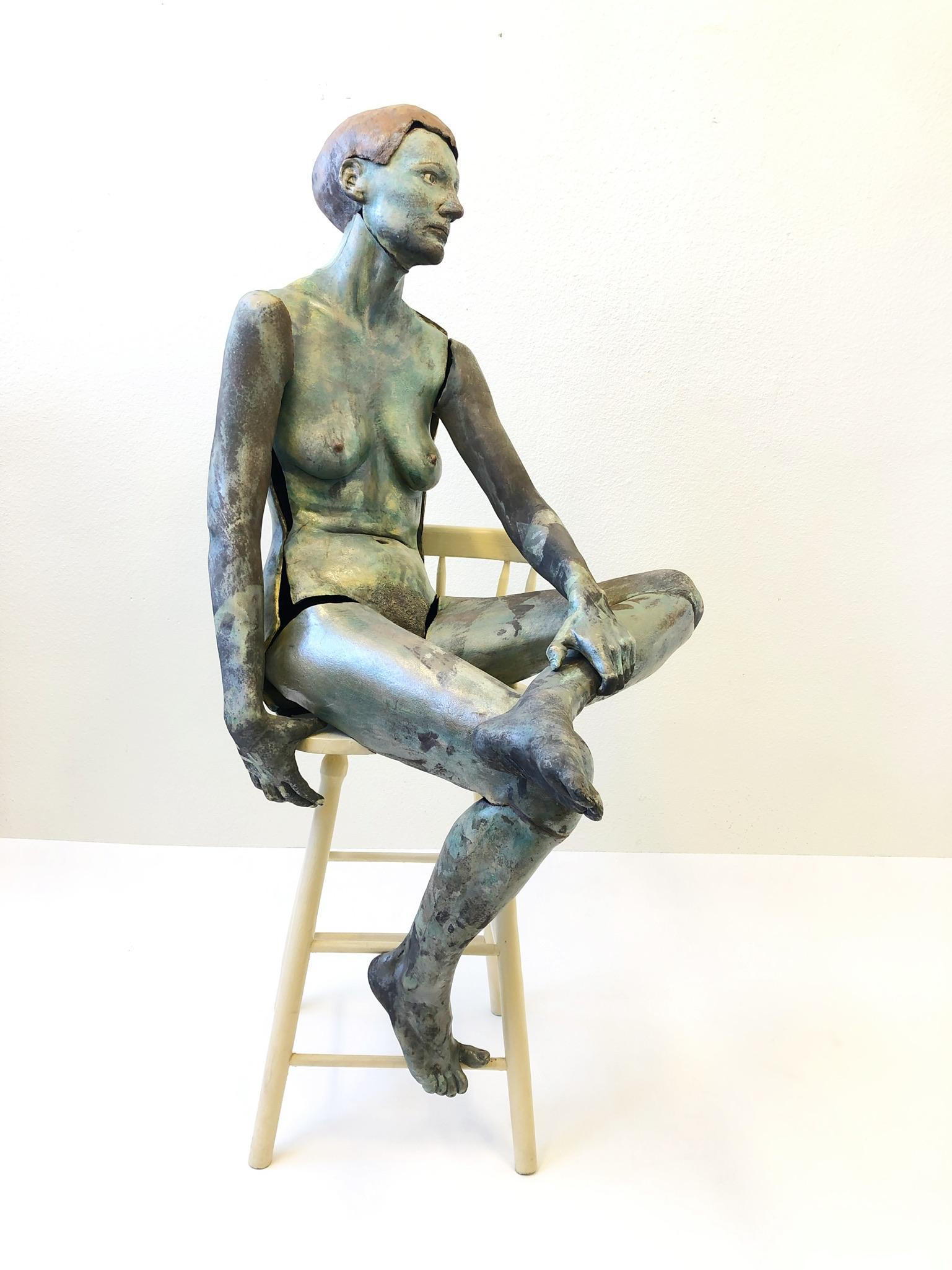 Life-Size Ceramic Female Sculpture by Eva Stettner For Sale 1