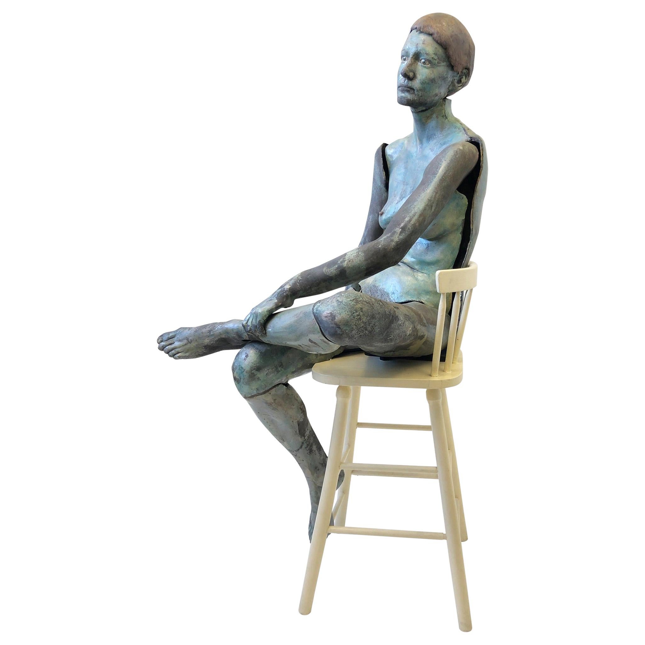 Life-Size Ceramic Female Sculpture by Eva Stettner For Sale