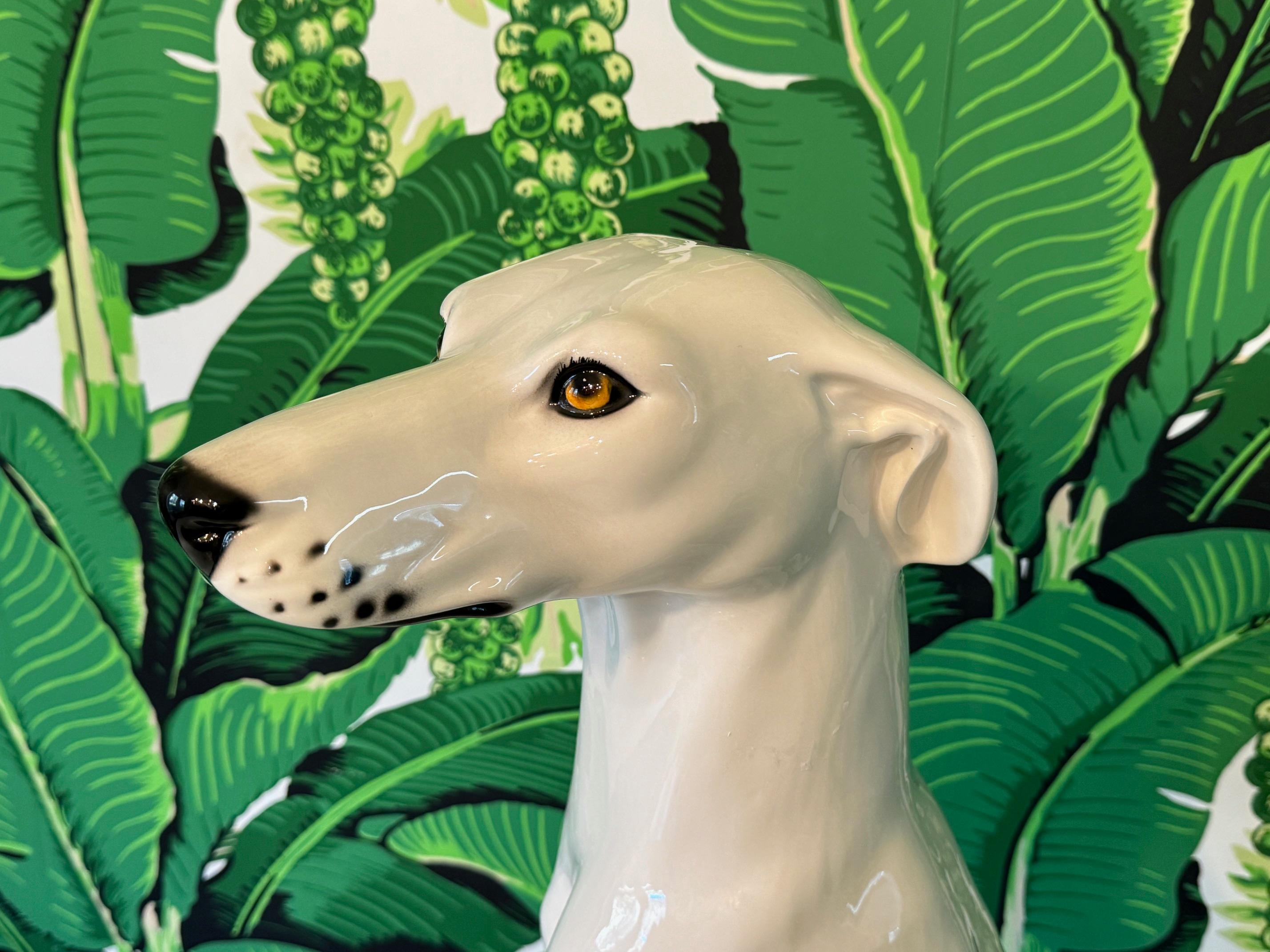 Life Size Ceramic Greyhound Dog Statue In Good Condition For Sale In Jacksonville, FL