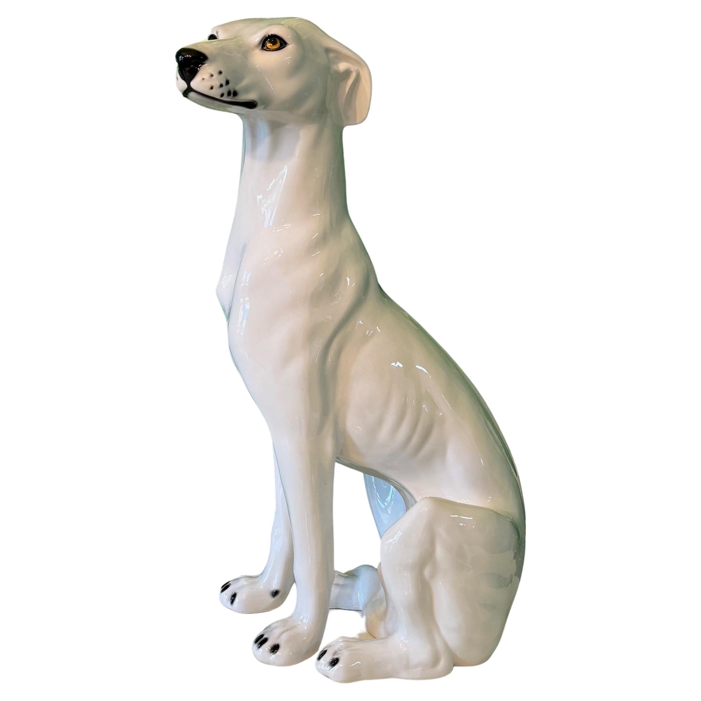 Statue de chien lévrier en céramique grandeur nature en vente