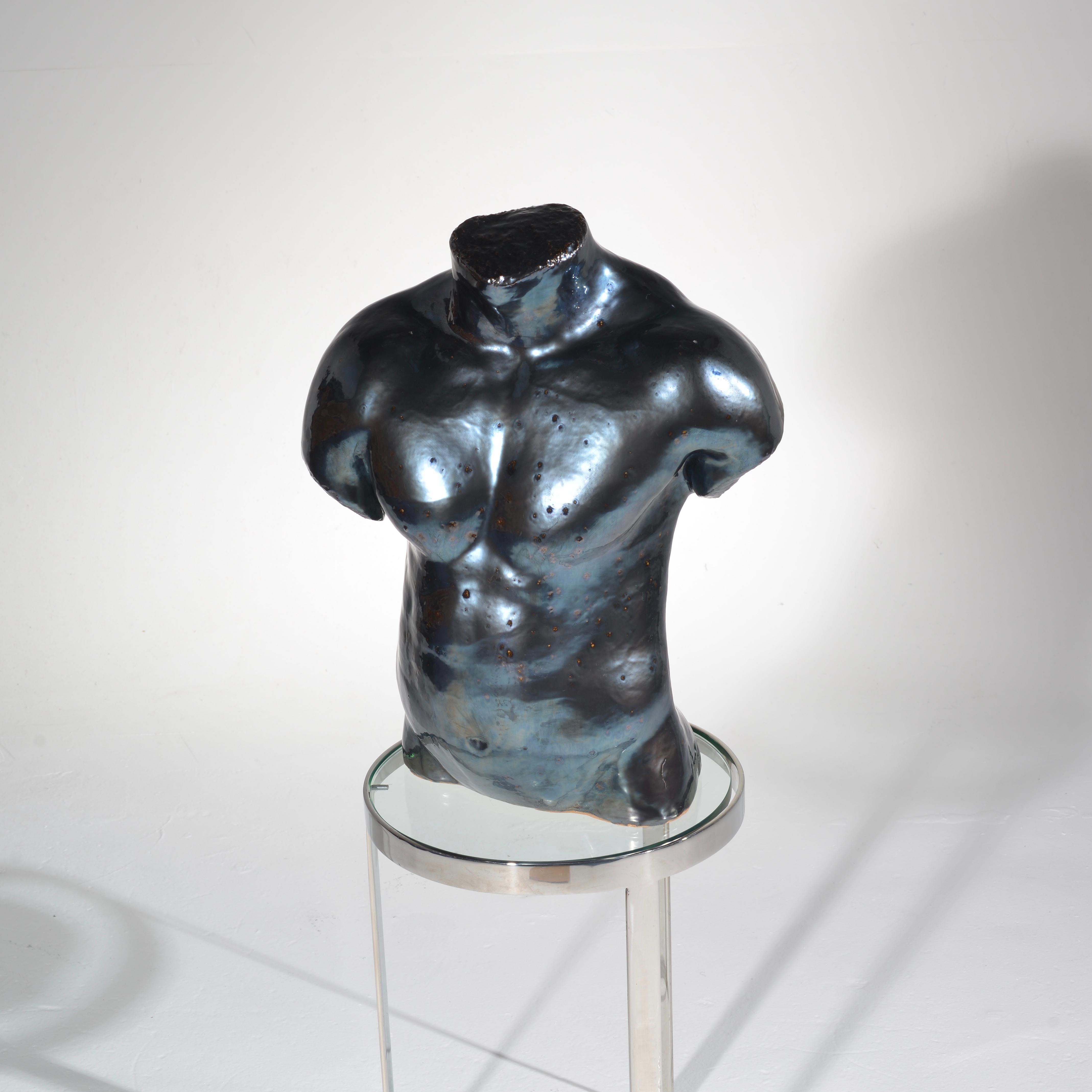Life Size Ceramic Male Bust by Artist S Porter, circa 1985 (Moderne)