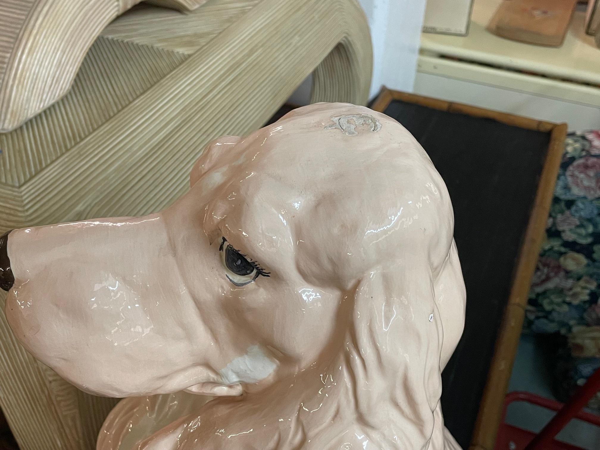 Life Size Ceramic Spaniel Dog Statue In Good Condition In Jacksonville, FL