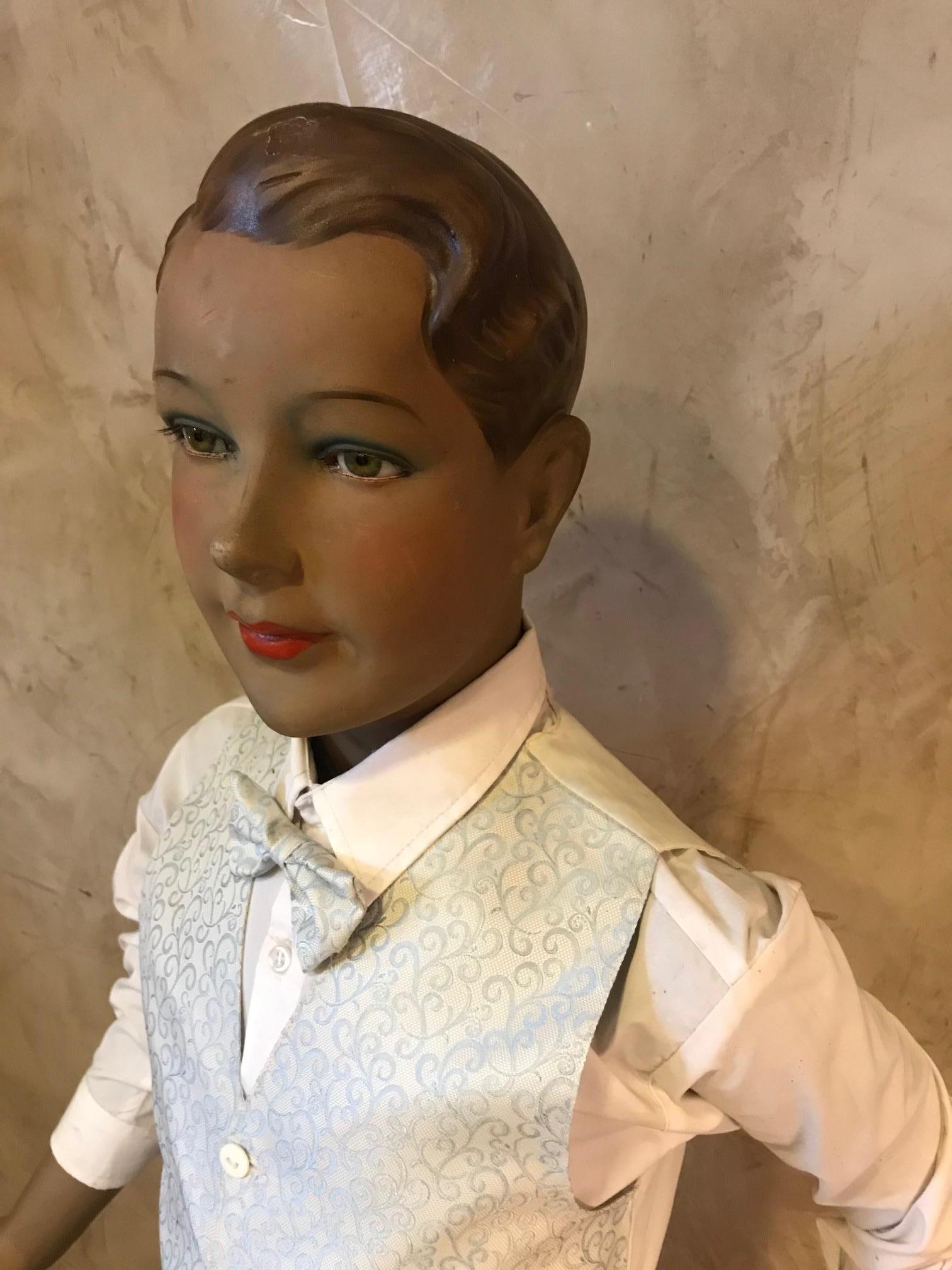 Painted Life Size Child Wood and Plaster Articulated Mannequin, 1920s For Sale
