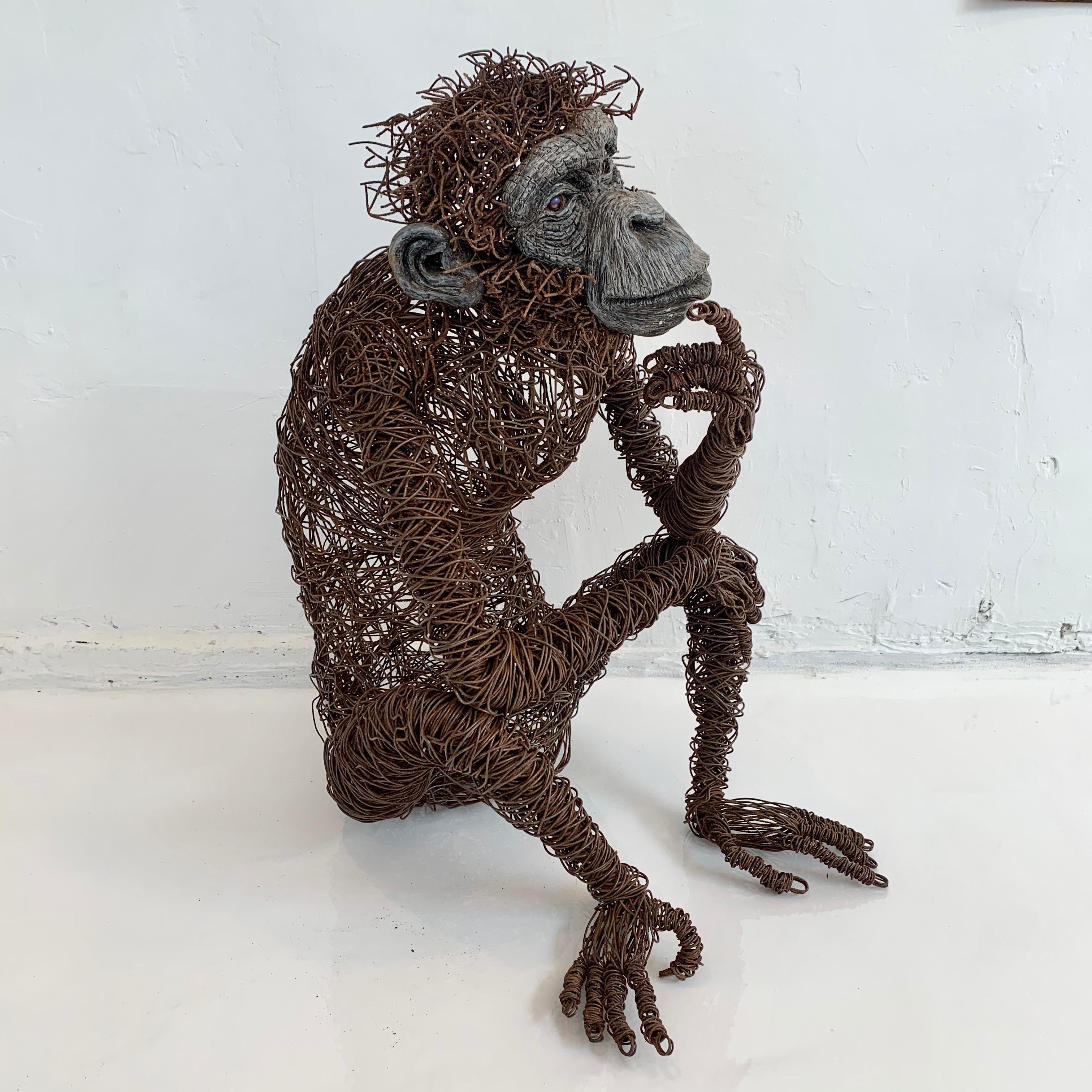 metal monkey sculpture