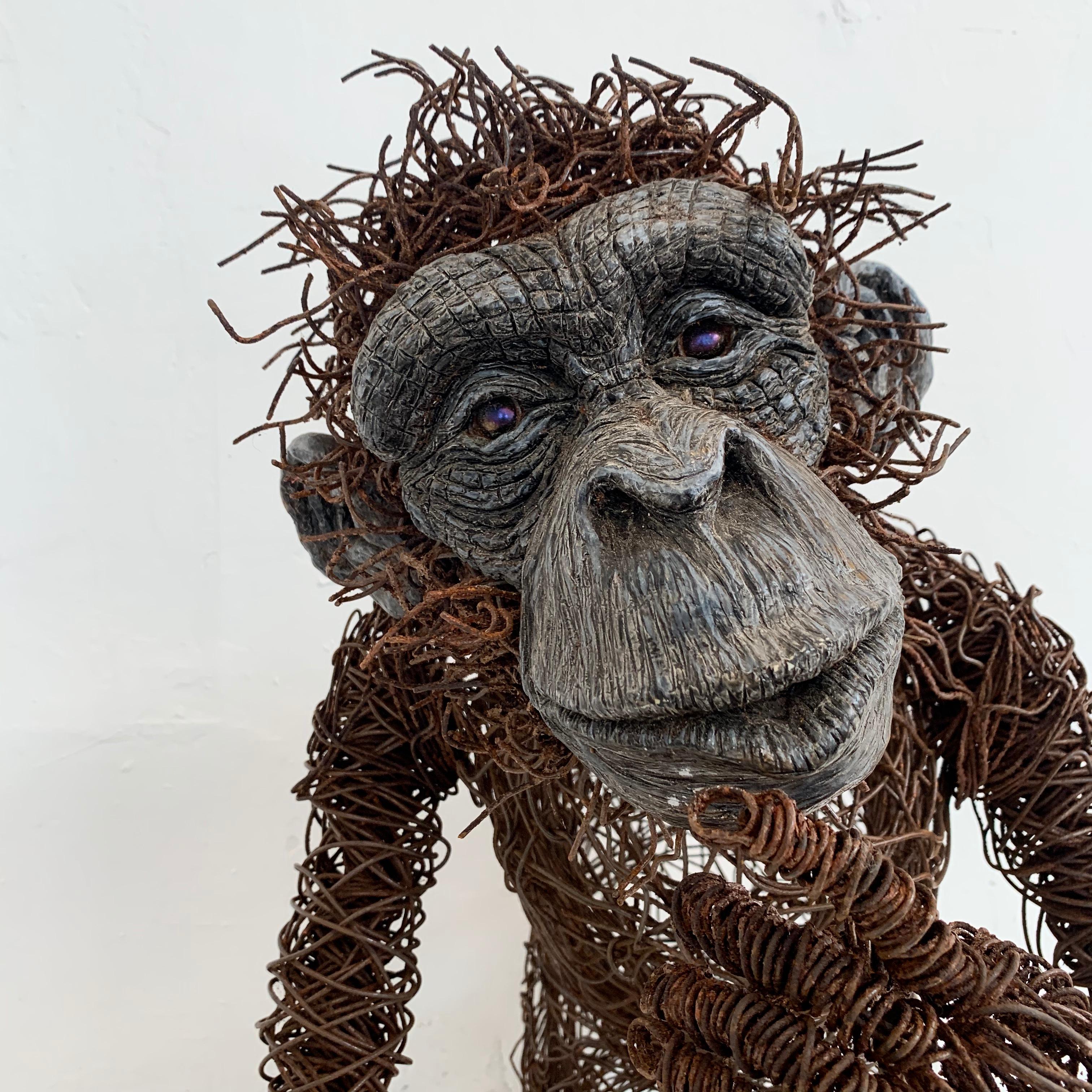 American Life-Size Chimpanzee Metal Sculpture